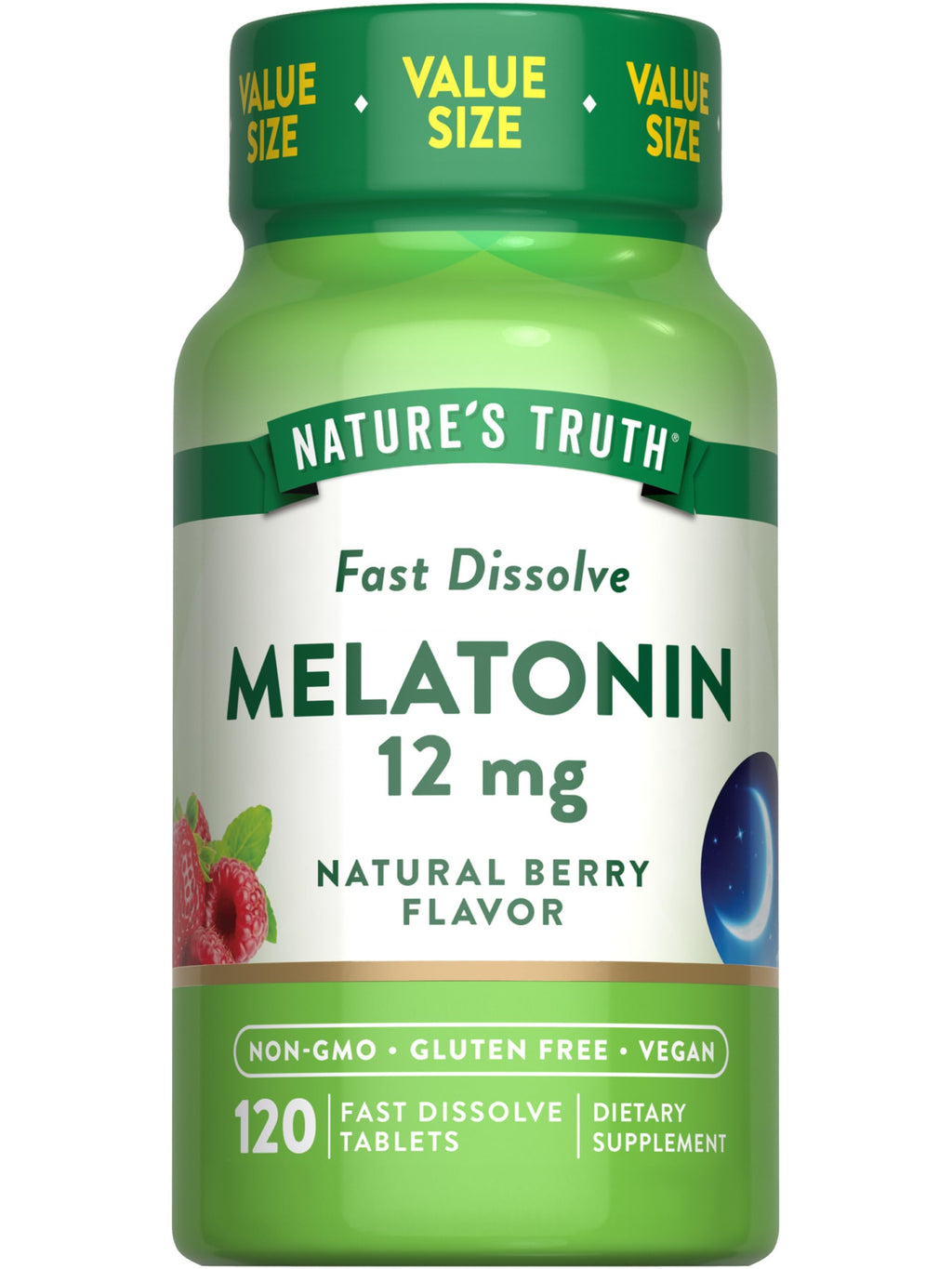 Nature's Truth Melatonin Tablets 12 mg - 120 Count | Vegan, Non-GMO, Gluten Free