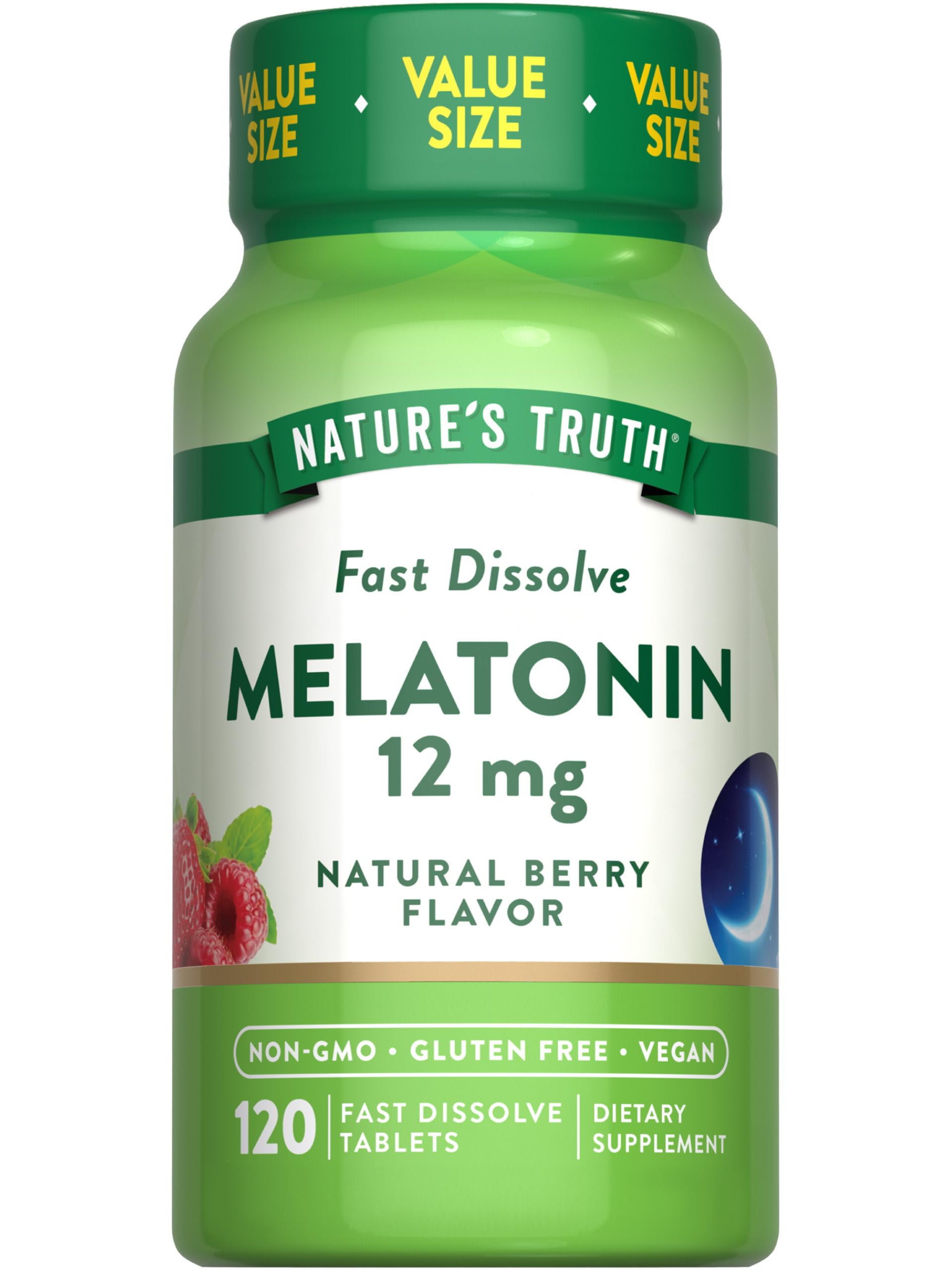 Nature's Truth Melatonin Tablets 12 mg - 120 Count | Vegan, Non-GMO, Gluten Free