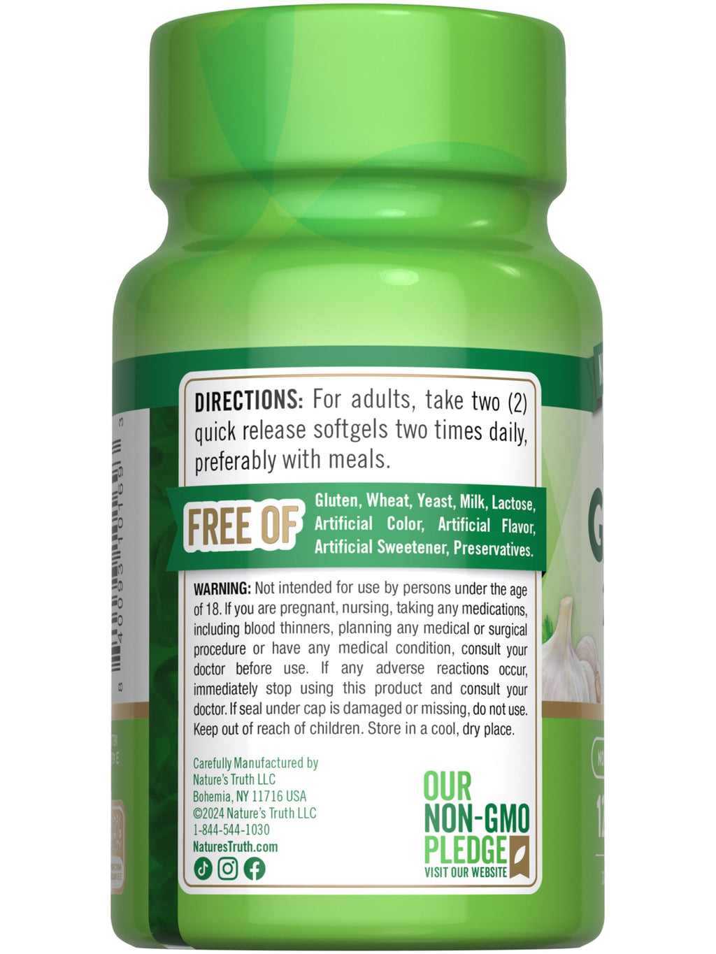 Nature's Truth Odorless Garlic 2400 mg | 120 Softgels | Non-GMO, Gluten Free