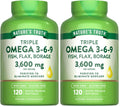 Nature's Truth Omega 3-6-9 Softgels – Triple Strength 3600 mg | Pack of 2