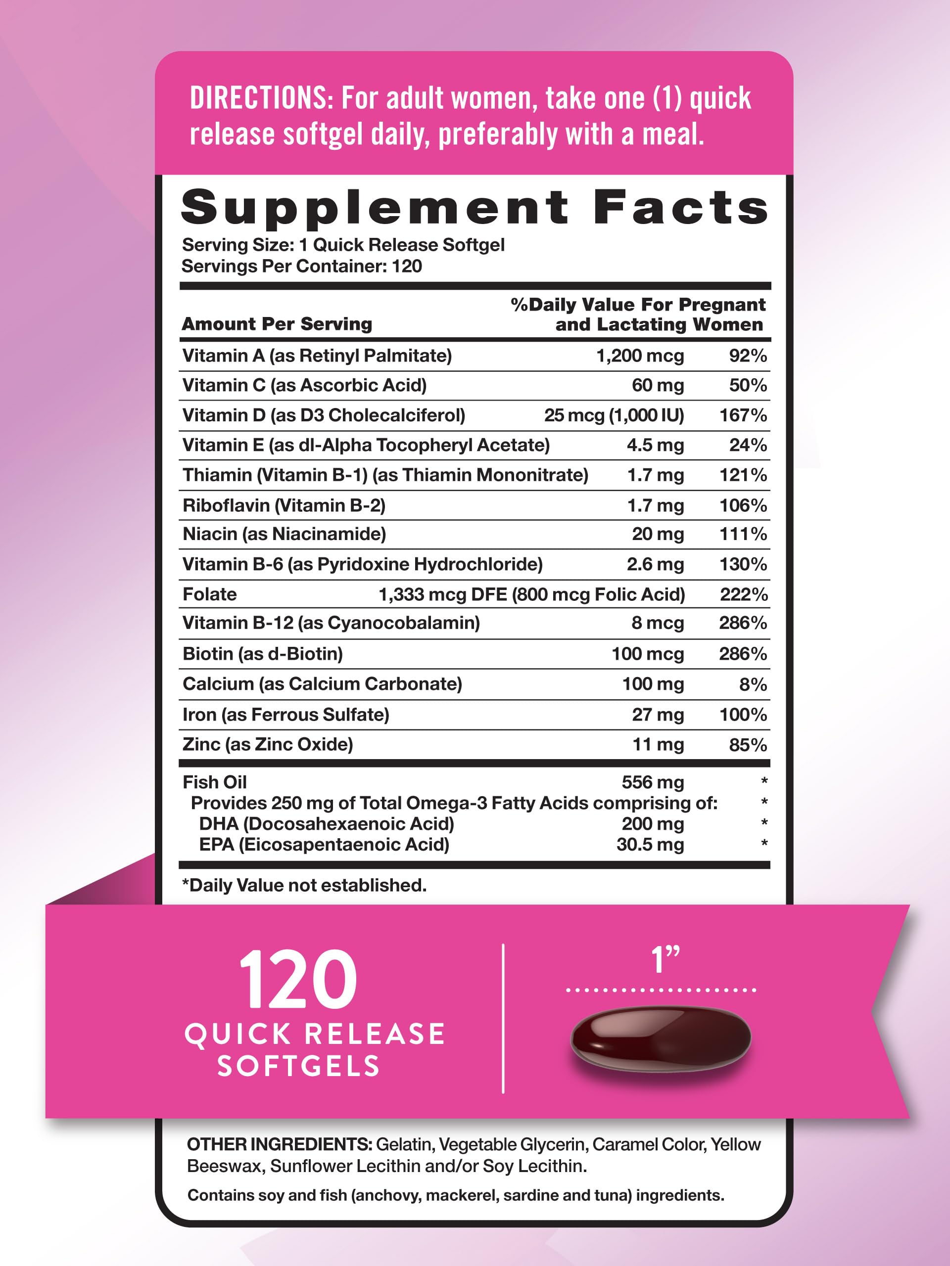 Nature's Truth Prenatal Vitamin for Women – 120 Softgels | Non-GMO & Gluten Free