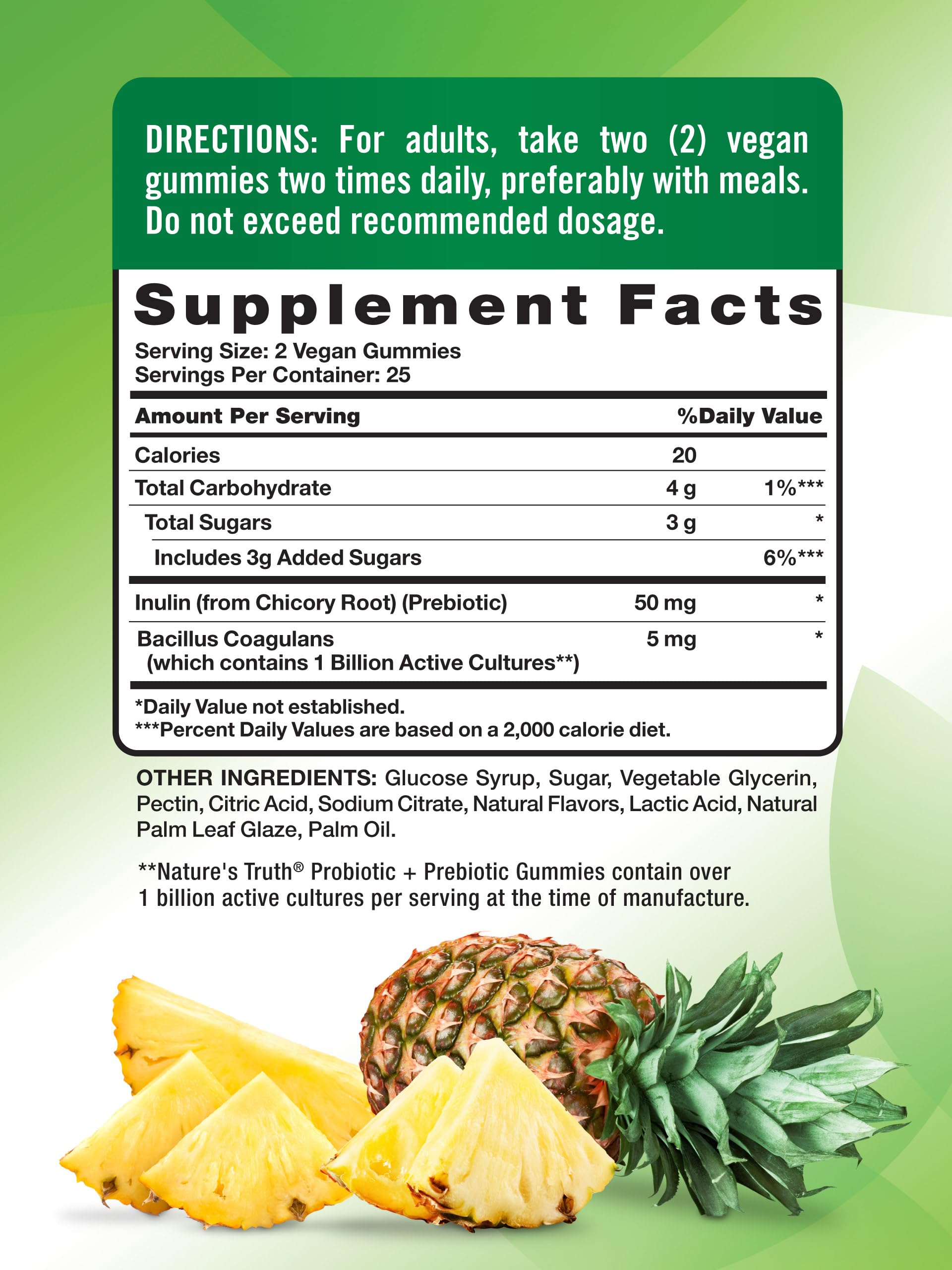 Nature's Truth Probiotic Gummies for Adults, 50 Count (Pack of 2) – Vegan, Non-GMO & Gluten Free Digestive Health