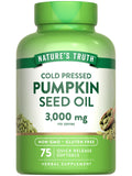 Nature's Truth Pumpkin Seed Oil 3000mg – 75 Softgels | Cold Pressed, Non-GMO, Gluten Free