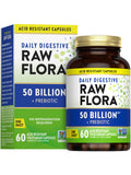 Raw Flora Probiotic with Prebiotics – 50B CFU Daily Digestive Capsules