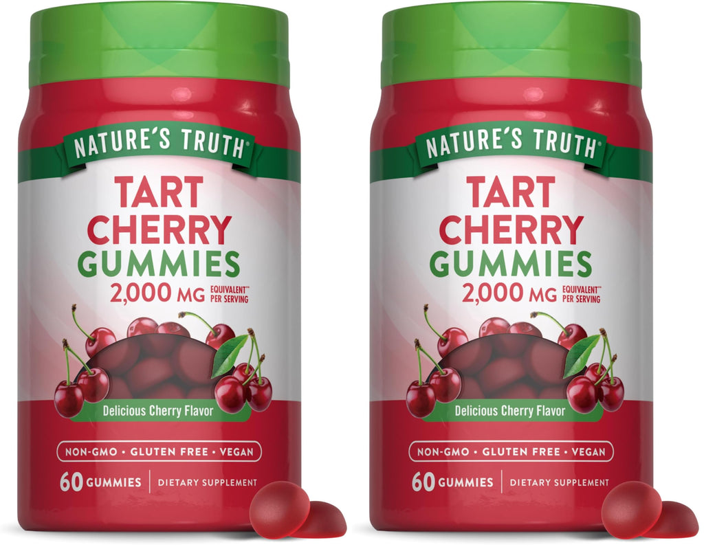 Nature's Truth Tart Cherry Gummies 2000mg - 60 Count (Pack of 2) | Vegan, Non-GMO, Gluten Free | Cherry Flavor