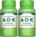Nature's Truth Vitamin ADK | 60 Softgels - High Potency A, D3, K (Pack of 2) | Non-GMO & Gluten Free