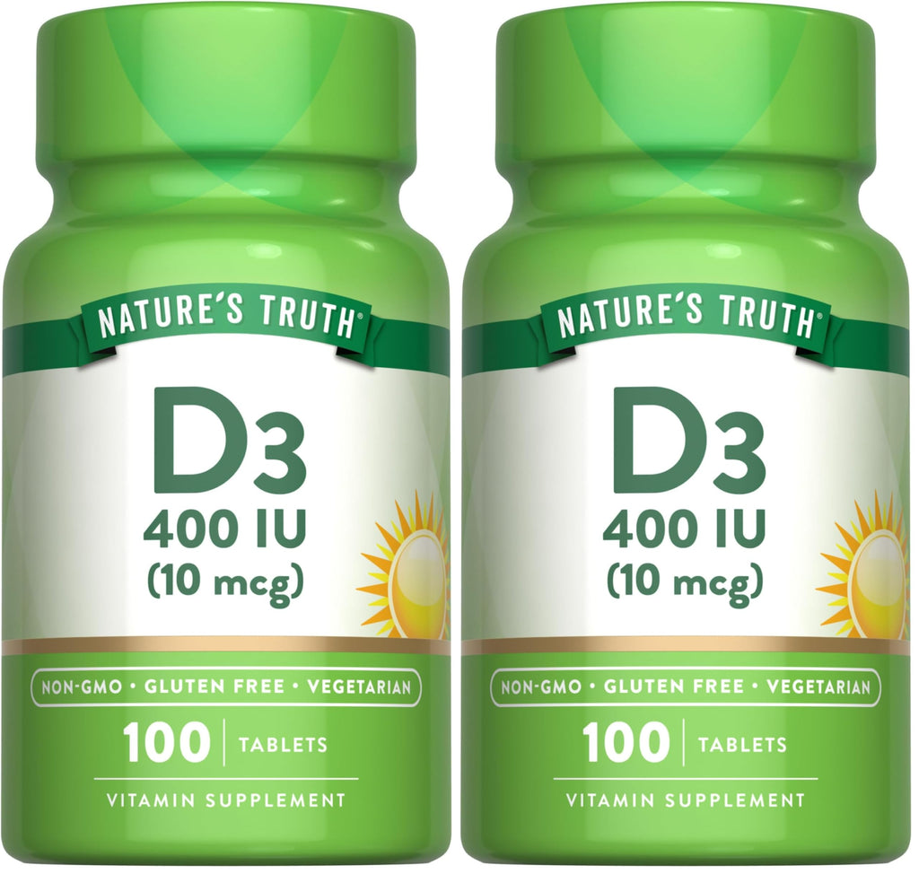 Nature's Truth Vitamin D3 400 IU – 100 Tablets – Pack of 2 | Vegetarian, Non-GMO, Gluten Free