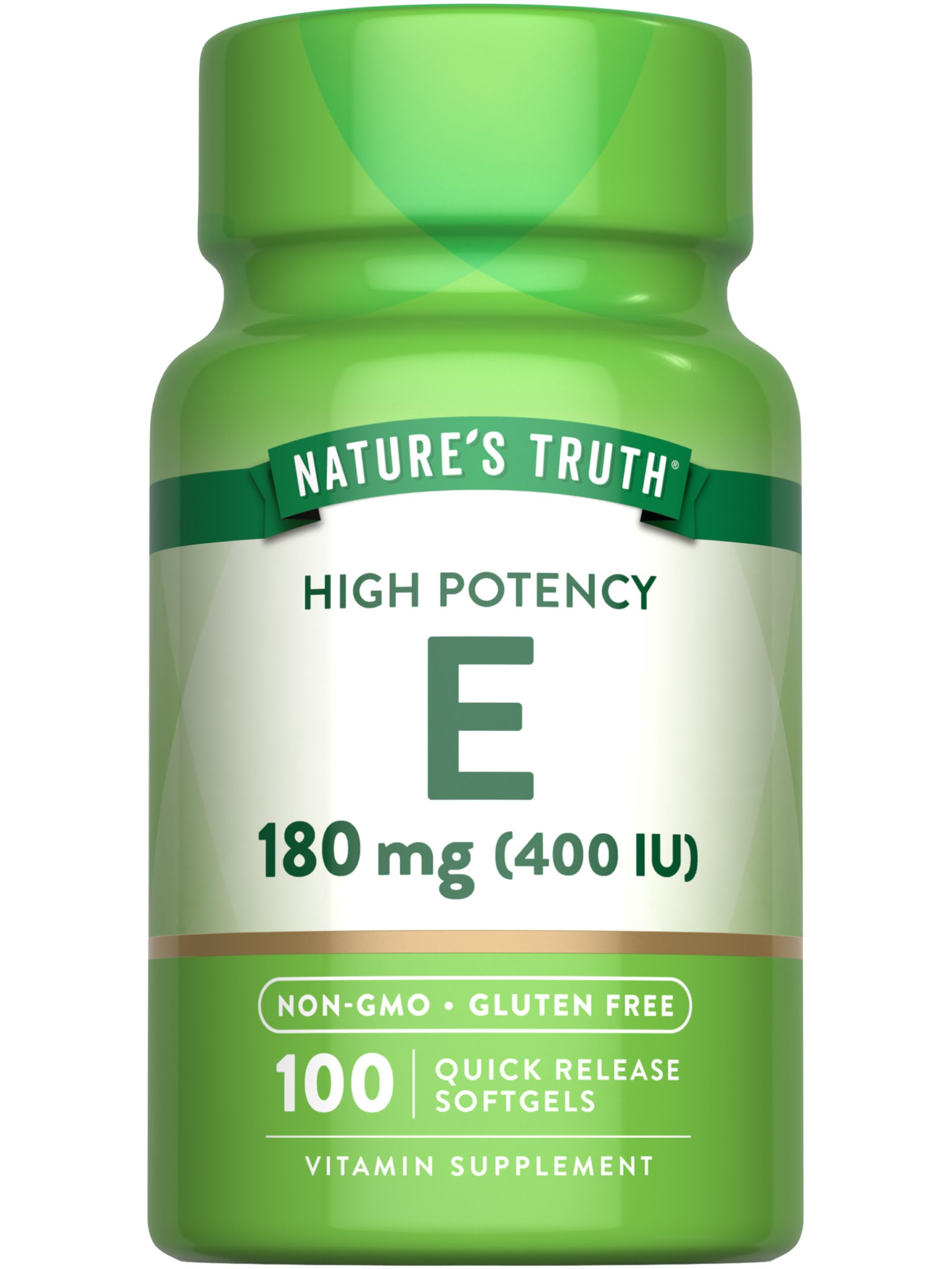 Nature's Truth Vitamin E Softgels - 400 IU (180 mg) - 100 Count - Non-GMO & Gluten Free