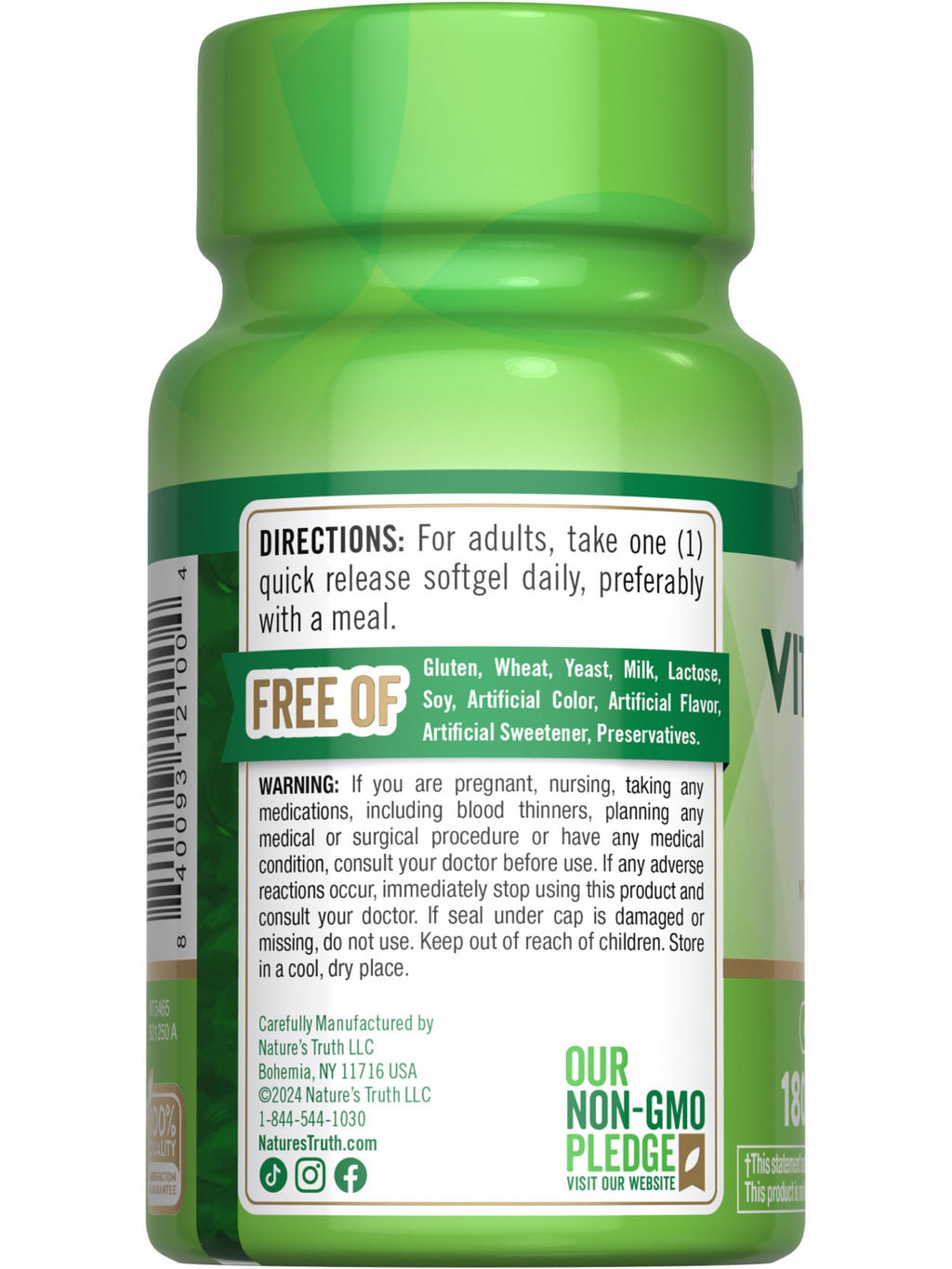 Nature's Truth Vitamin K2 MK-7 100 mcg - 180 Softgels (Pack of 2)