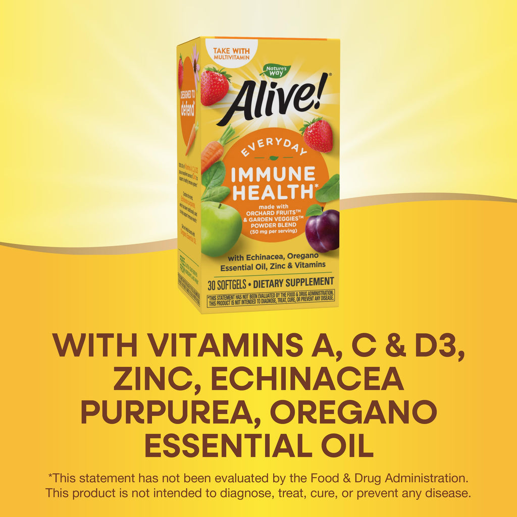 Nature's Way Alive! Everyday Immune Health with Echinacea & Zinc – 30 Softgels