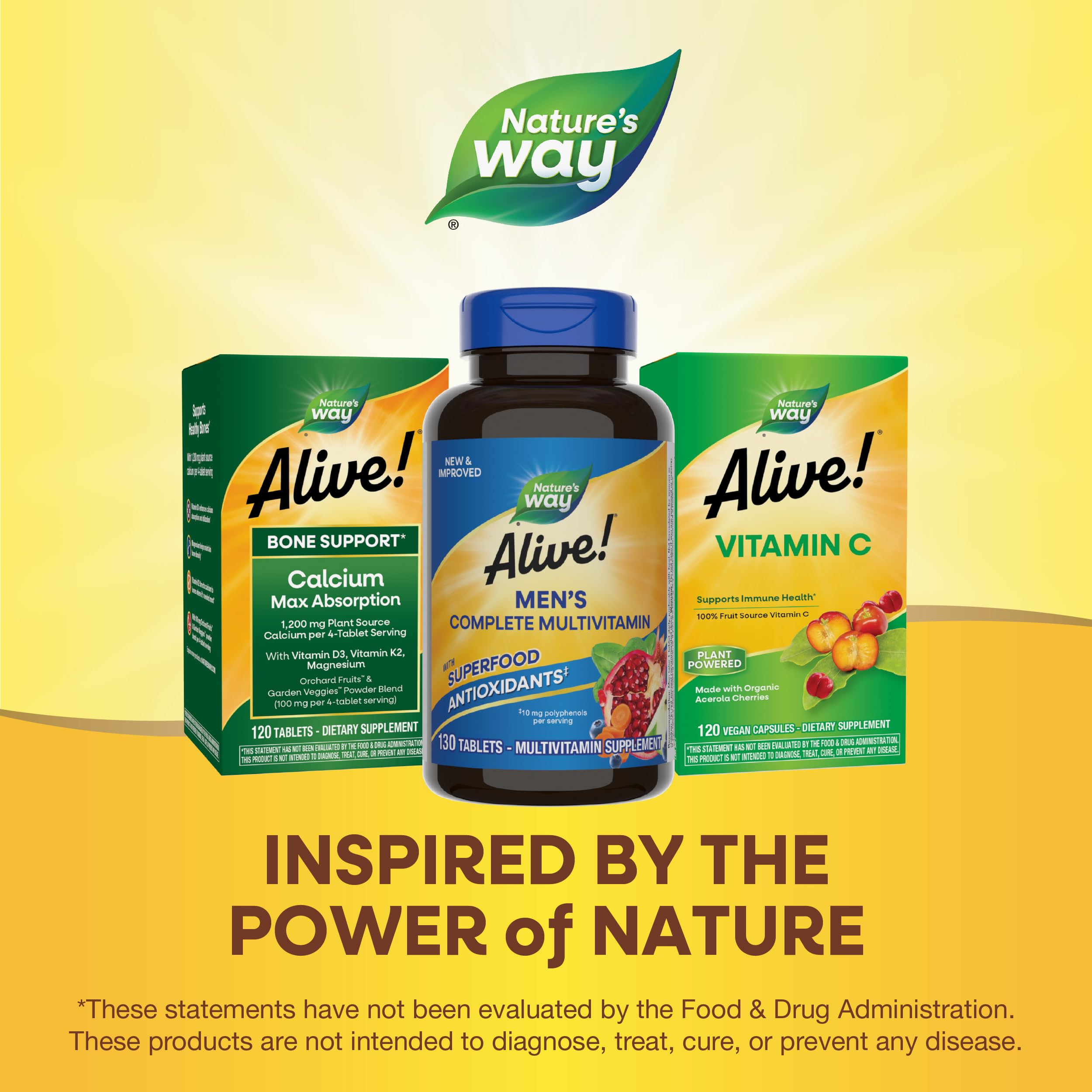 Nature's Way Alive! Men's Complete Multivitamin – Energy & Muscle Support, Gluten Free, 130 Tablets (Packaging May Vary)