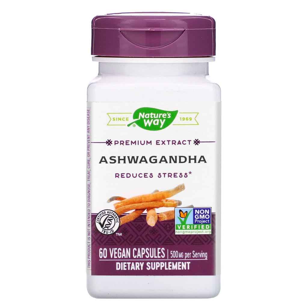 Nature's Way Ashwagandha - Premium Adaptogenic Extract, Reduces Stress*, Non-GMO Project Verified, Vegan, 60 Capsules