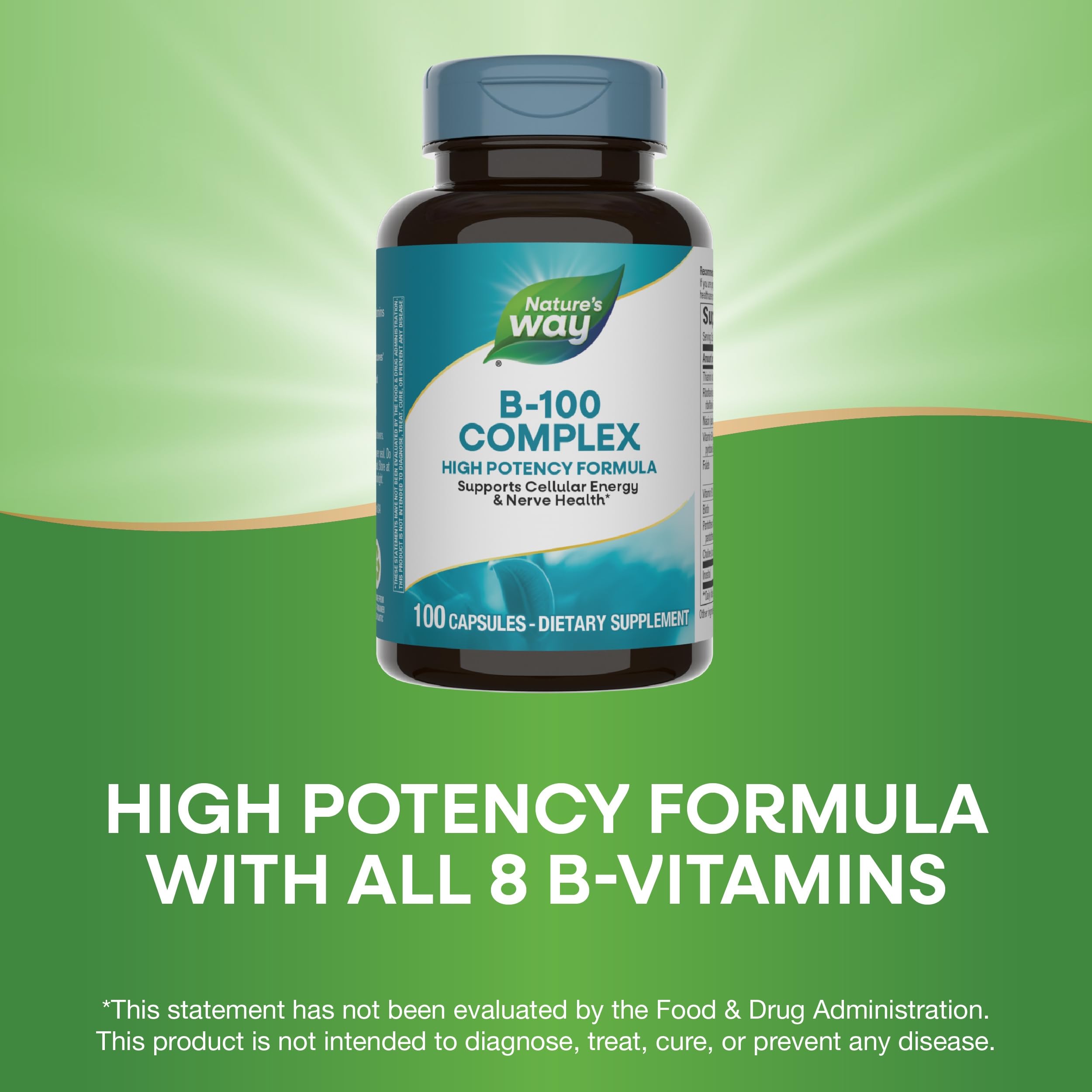 Nature's Way B-100 Complex | 8 B-Vitamins for Energy & Nerve Health