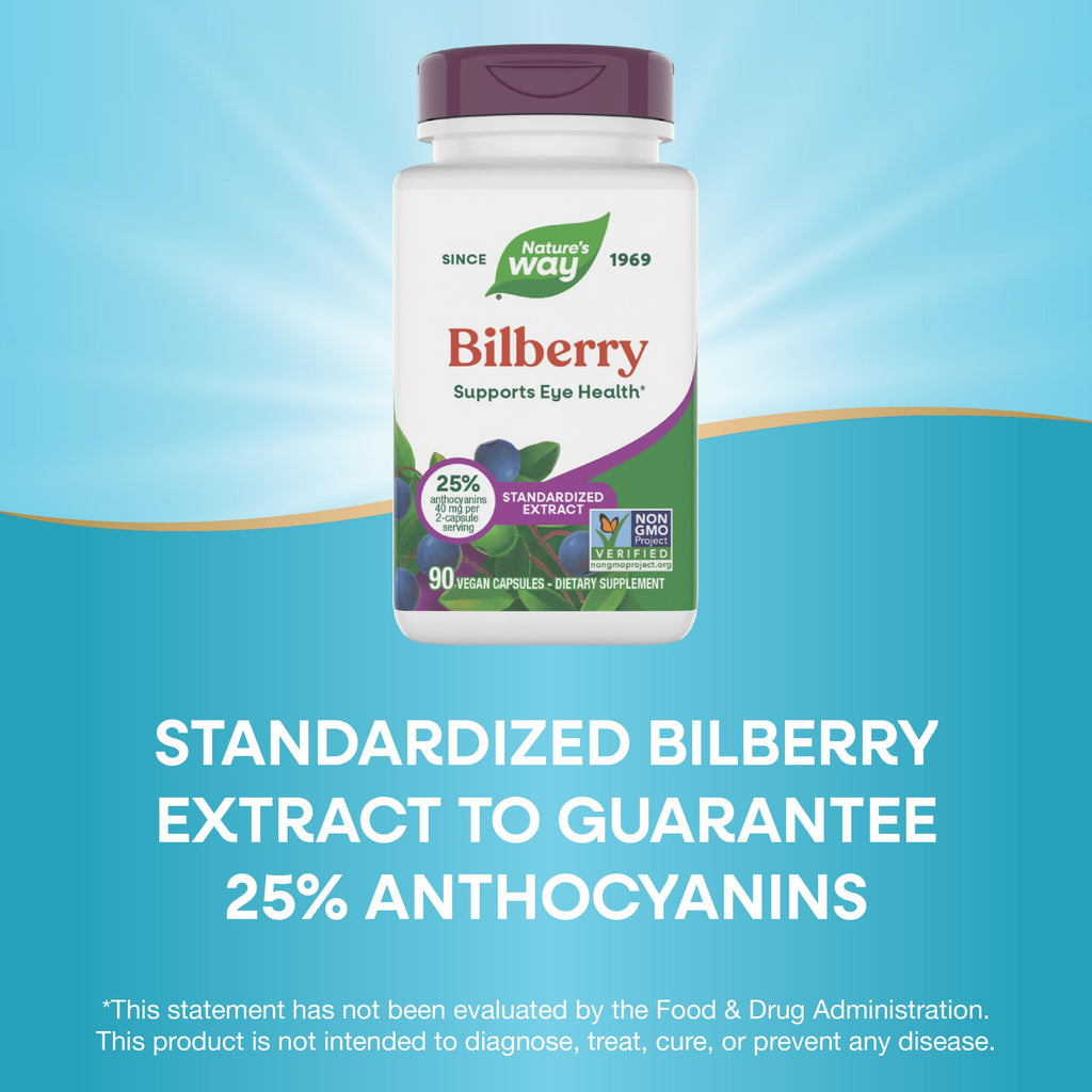 Nature's Way Bilberry Premium Extract - Eye Health Support, 90 Capsules