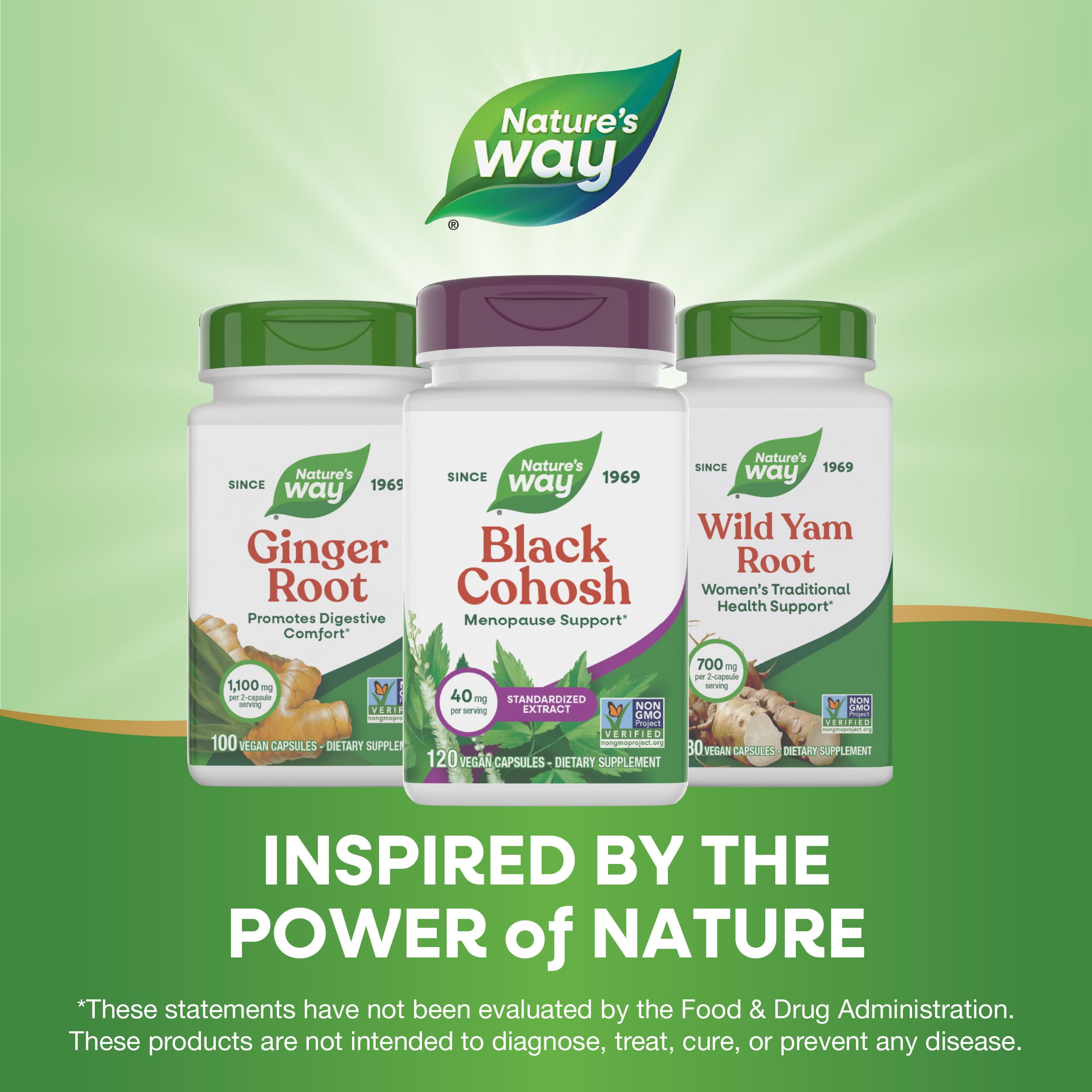 Nature's Way Premium Black Cohosh - Menopause Support for Women, 40 mg per Serving, 120 Vegan Capsules