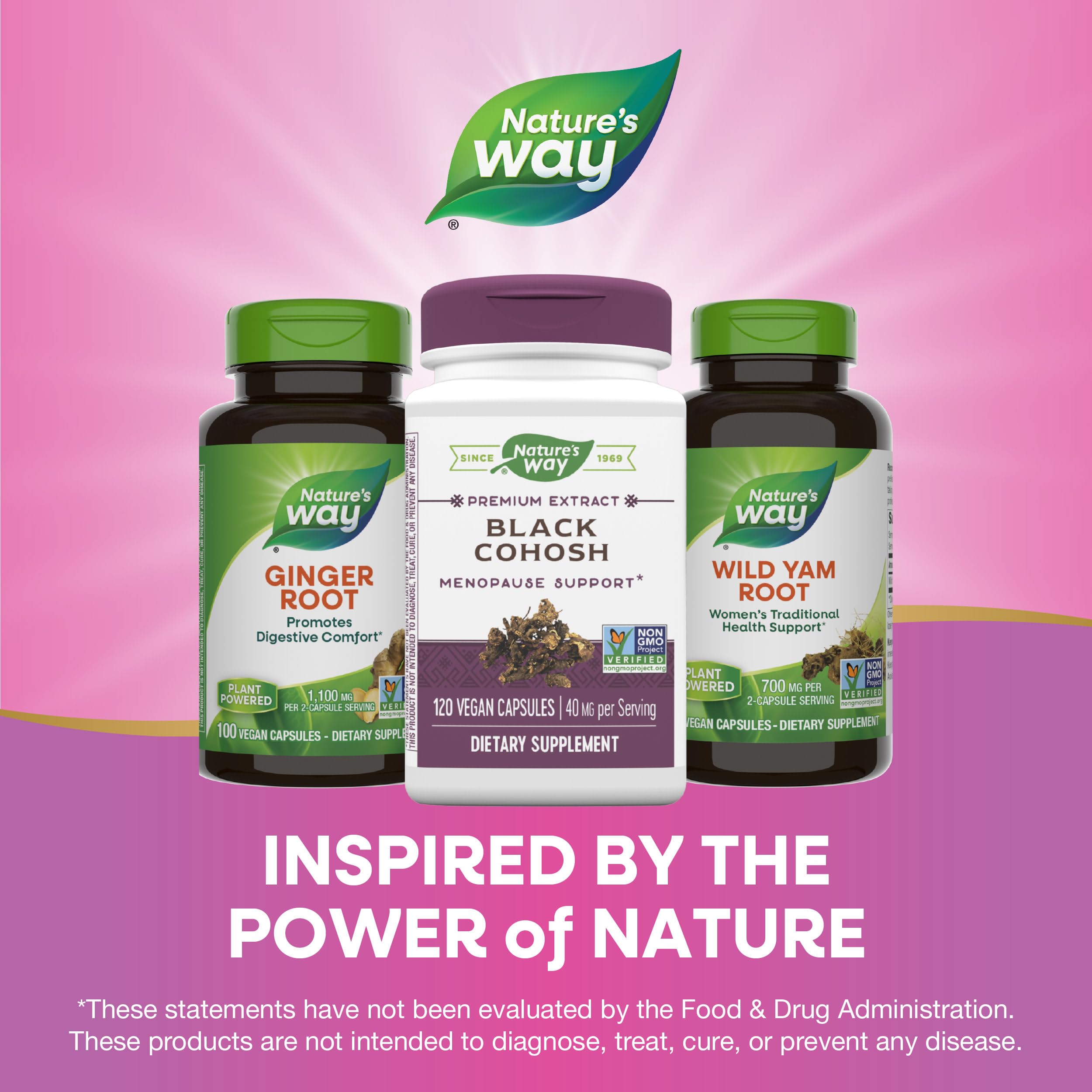 Nature's Way Premium Black Cohosh - Menopause Support for Women, 40 mg per Serving, 120 Vegan Capsules