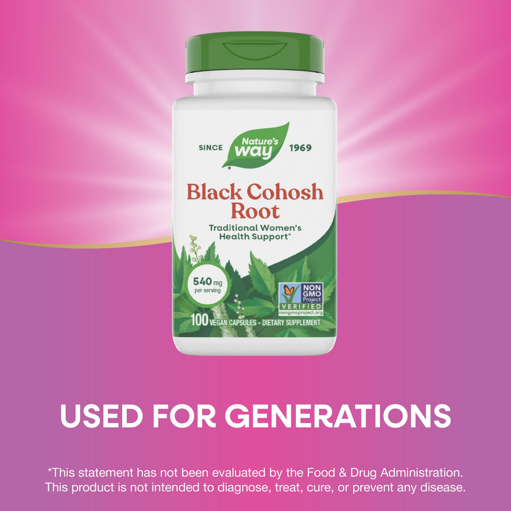 Nature's Way Black Cohosh Root – 540 mg per Serving, 100 Capsules, Non-GMO Project Verified