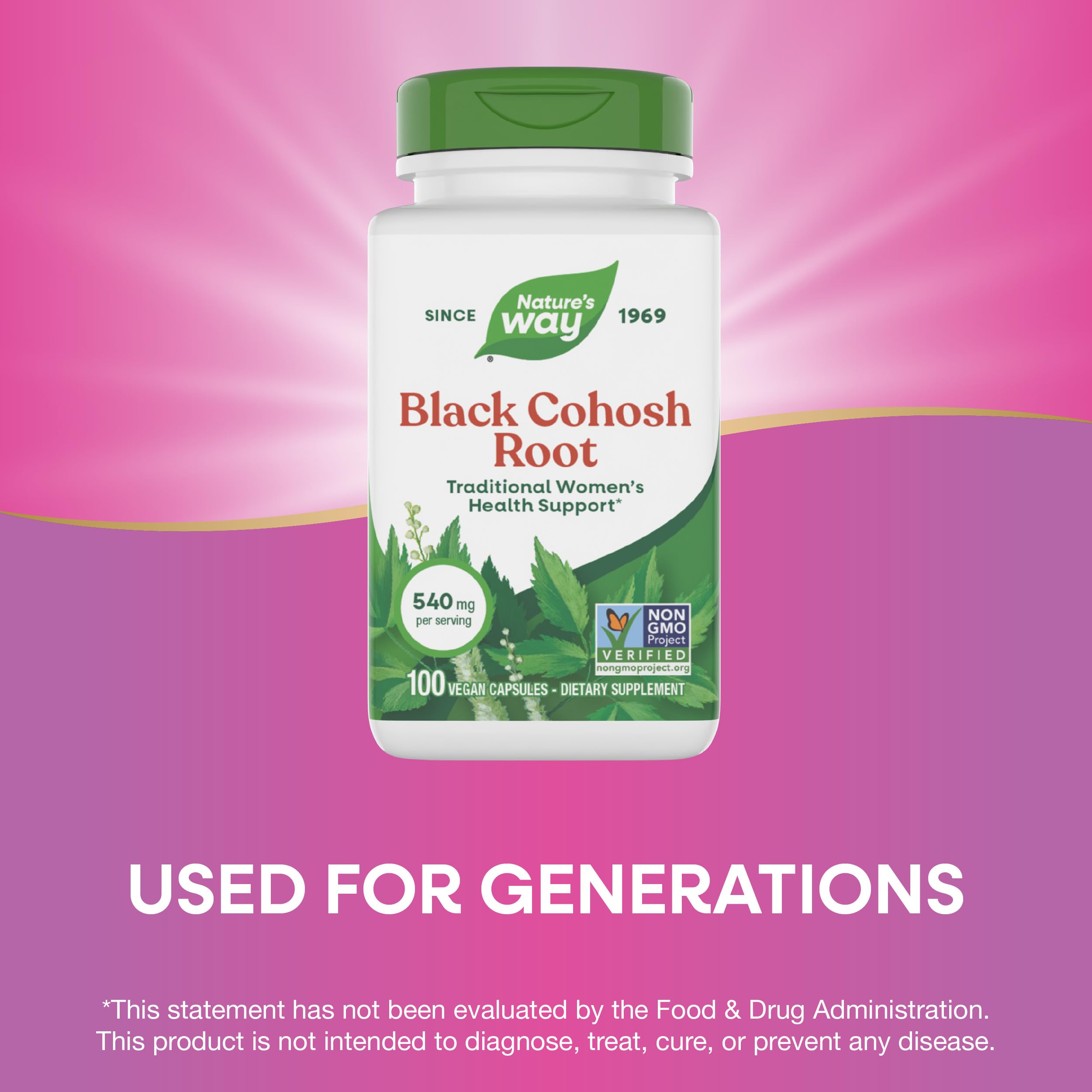 Nature's Way Black Cohosh Root – 540 mg per Serving, 100 Capsules, Non-GMO Project Verified