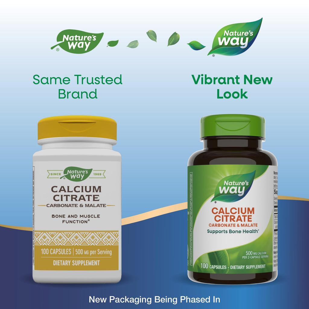 Nature's Way Calcium Citrate, Carbonate & Malate — Supports Bone Health (100 Capsules)