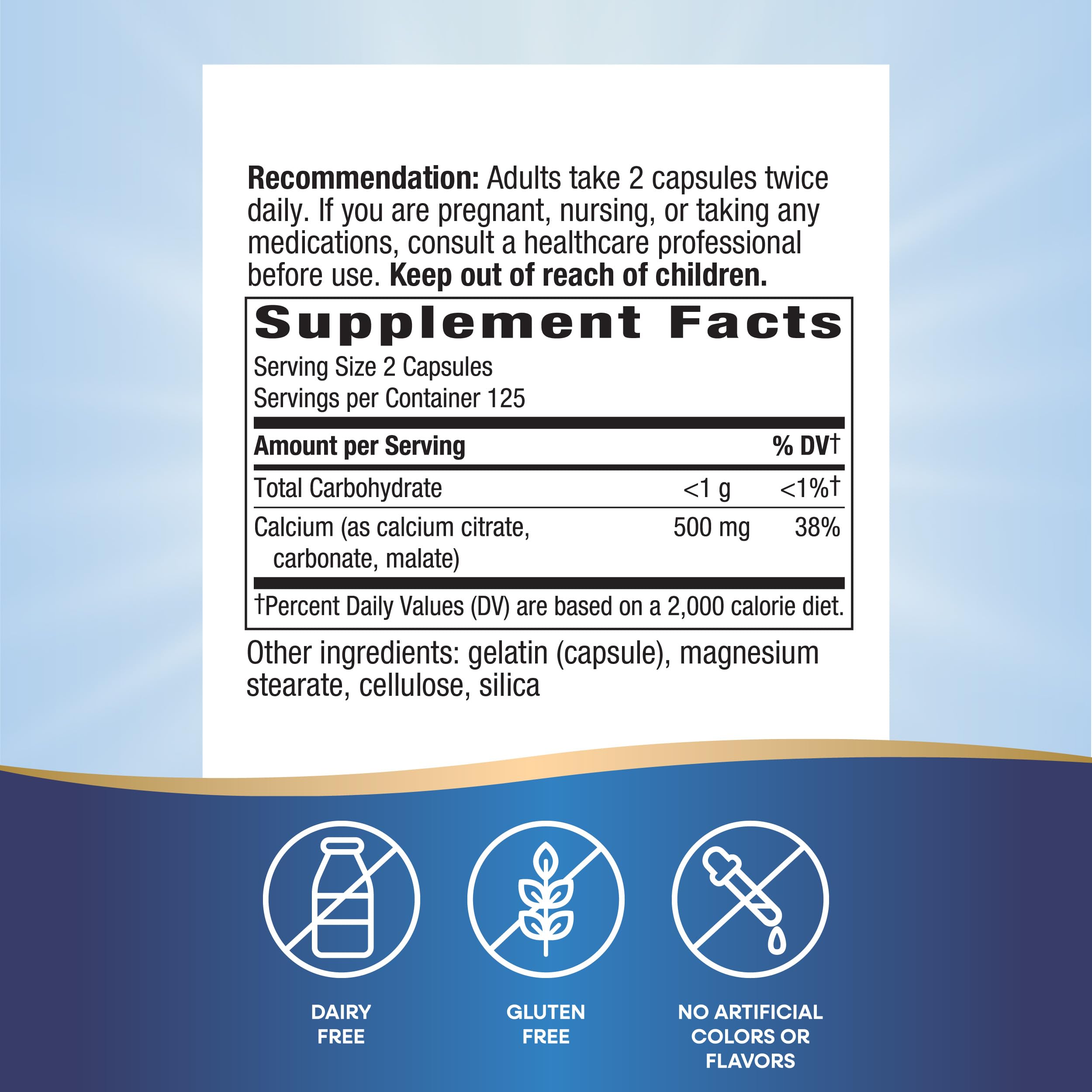 Nature's Way Calcium Citrate 500 mg | Bone Health & Muscle Support, Gluten Free, 250 Capsules (2 Pack)