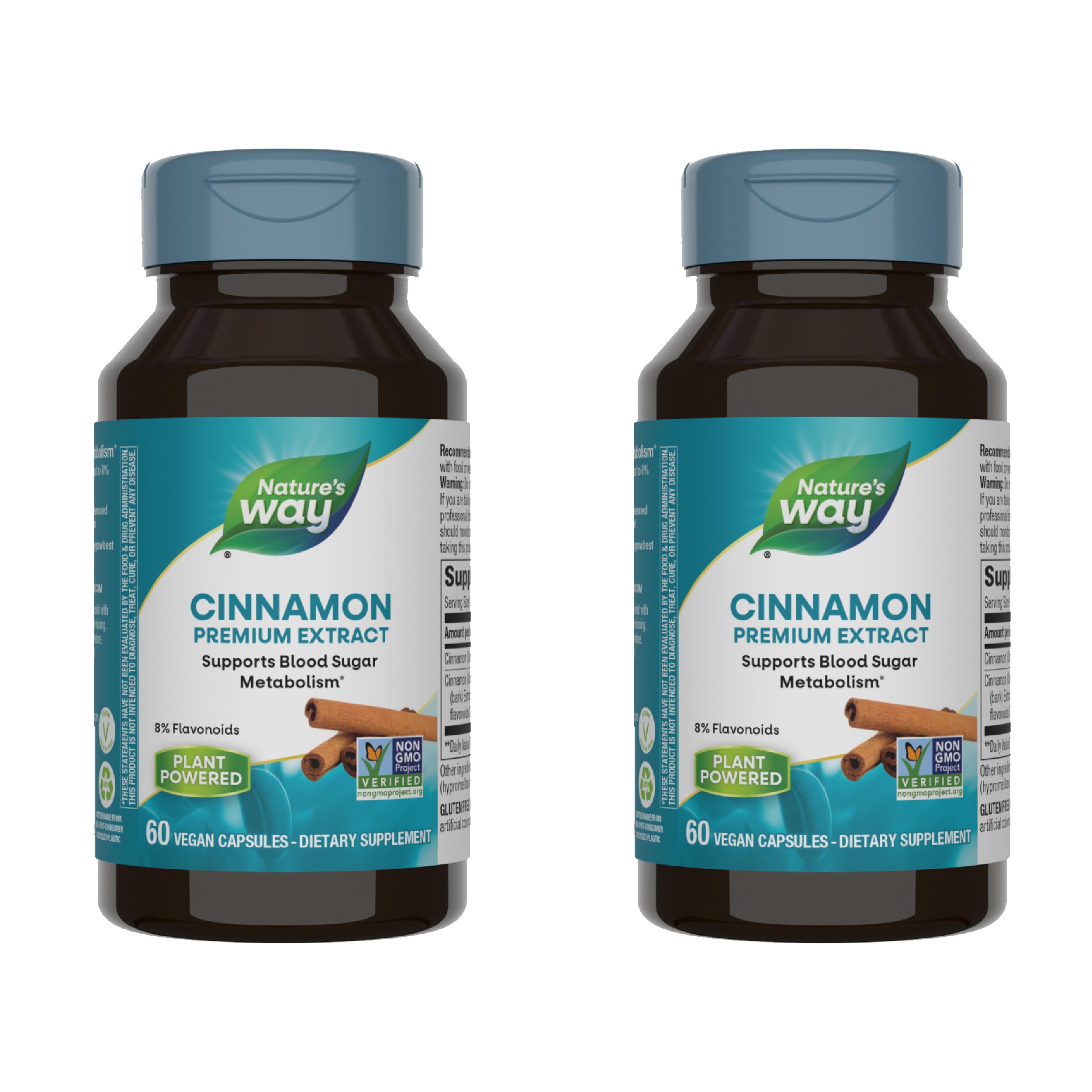 Nature's Way Cinnamon Premium Extract 8% Flavonoids - 60 Vcaps (Pack of 2)