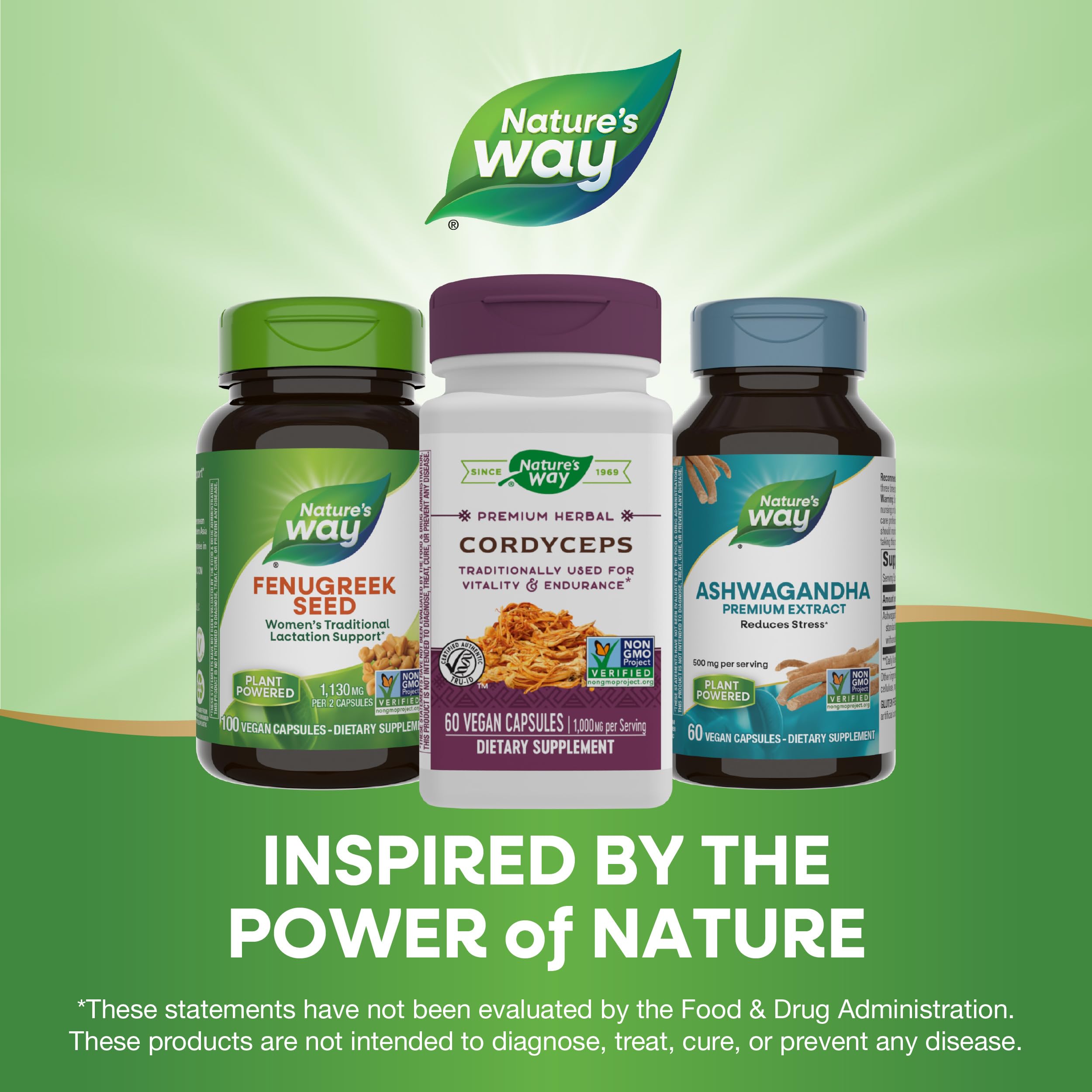Nature's Way Cordyceps Premium Herbal 1,000 mg – Vitality & Endurance (Gluten Free)