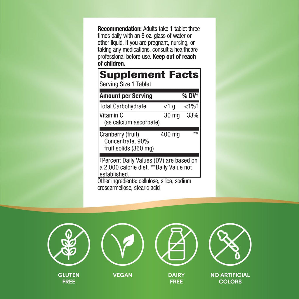 Nature's Way Cranberry Premium Blend - Urinary Tract Health Support | 120 Tablets | Gluten Free