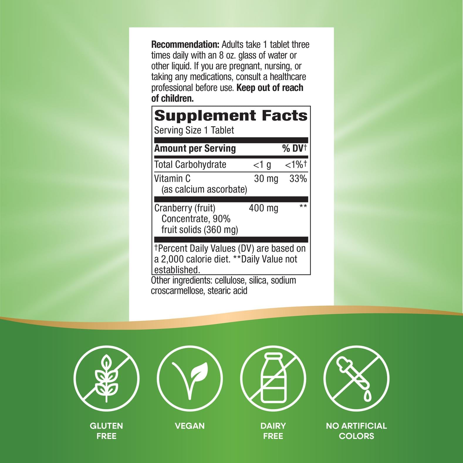 Nature's Way Cranberry Premium Blend - Urinary Tract Health Support | 120 Tablets | Gluten Free