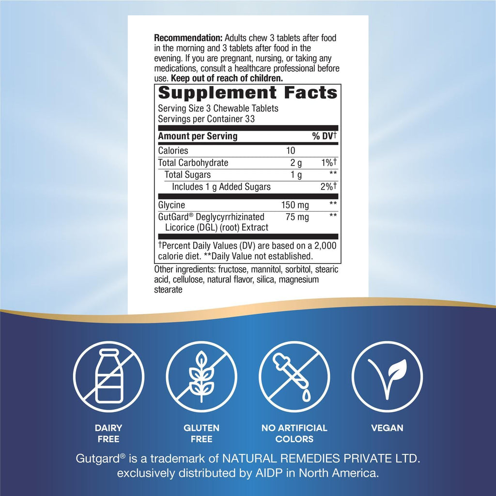 Nature's Way DGL Chewable Tablets – Soothing Digestive Relief*, Gluten Free, 100 Tablets
