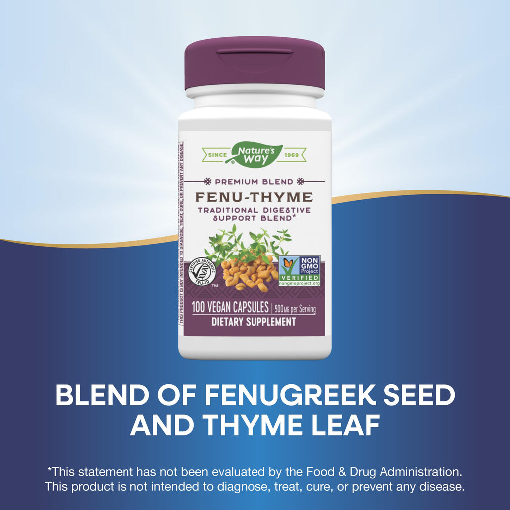 Nature's Way Fenu-Thyme - Traditional Digestive Support Blend | 900 mg per 2-Capsule Serving | Vegan, Non-GMO, Dairy Free
