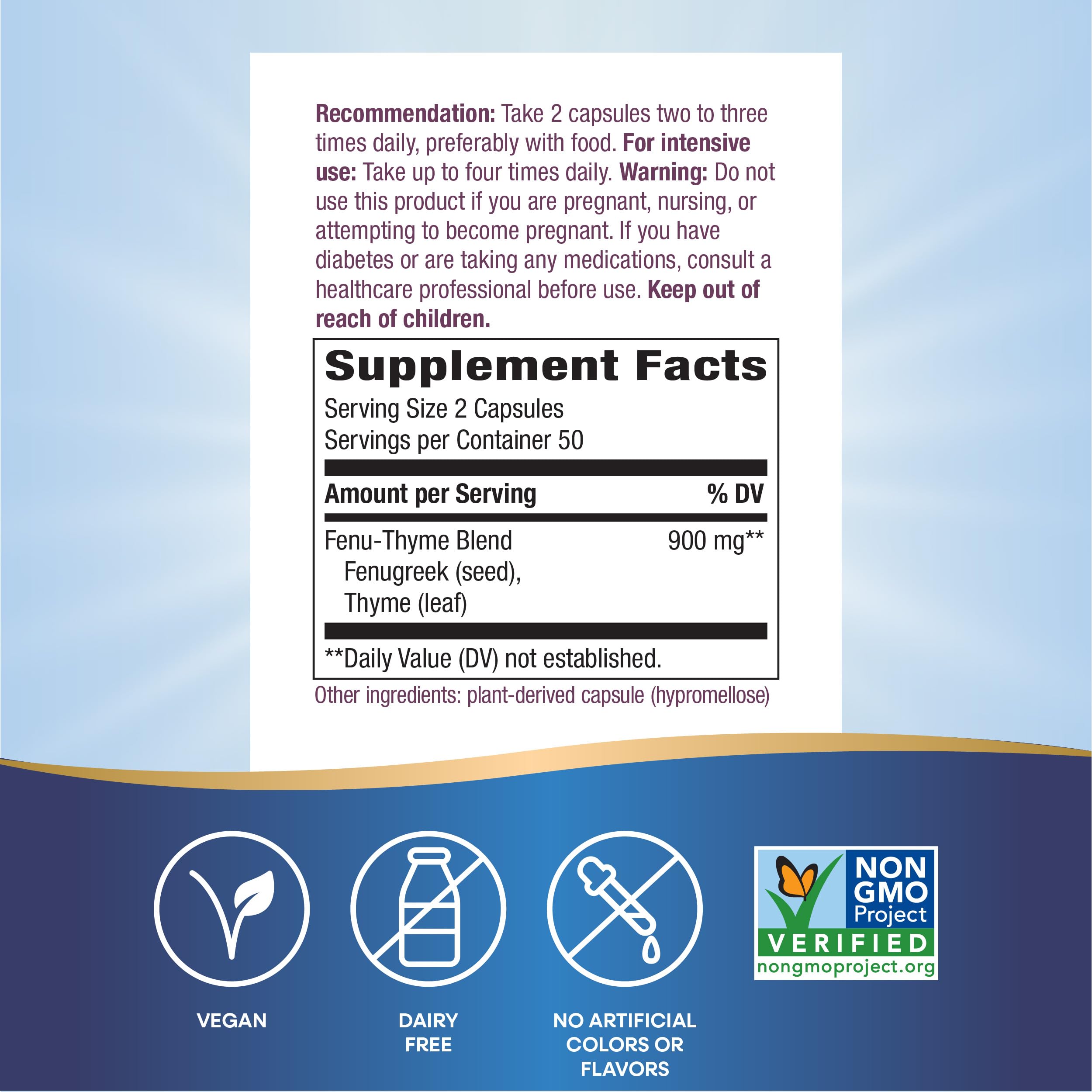 Nature's Way Fenu-Thyme - Traditional Digestive Support Blend | 900 mg per 2-Capsule Serving | Vegan, Non-GMO, Dairy Free