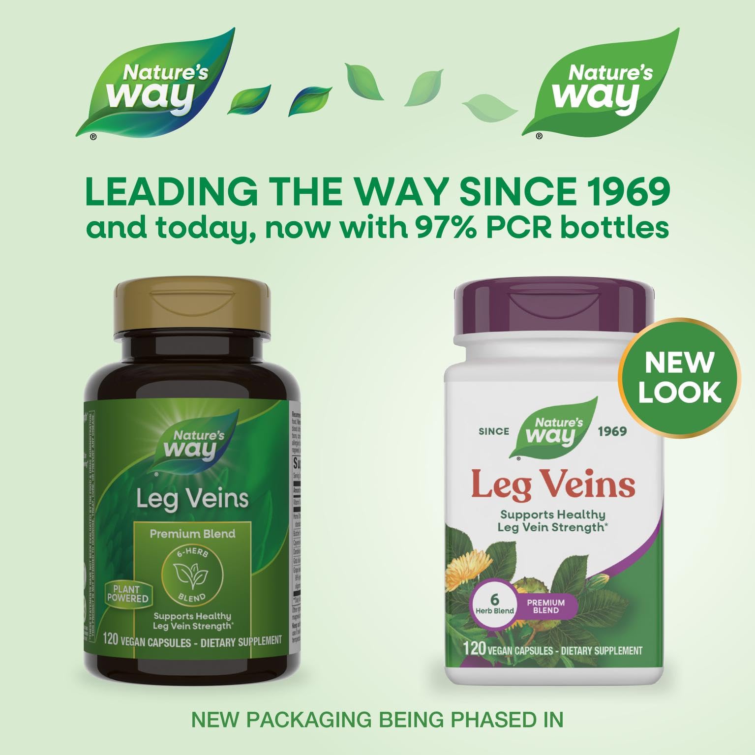 Nature's Way Leg Veins - 6-Herb Blend with Horse Chestnut & Dandelion, Gluten Free, 120 Vegan Capsules