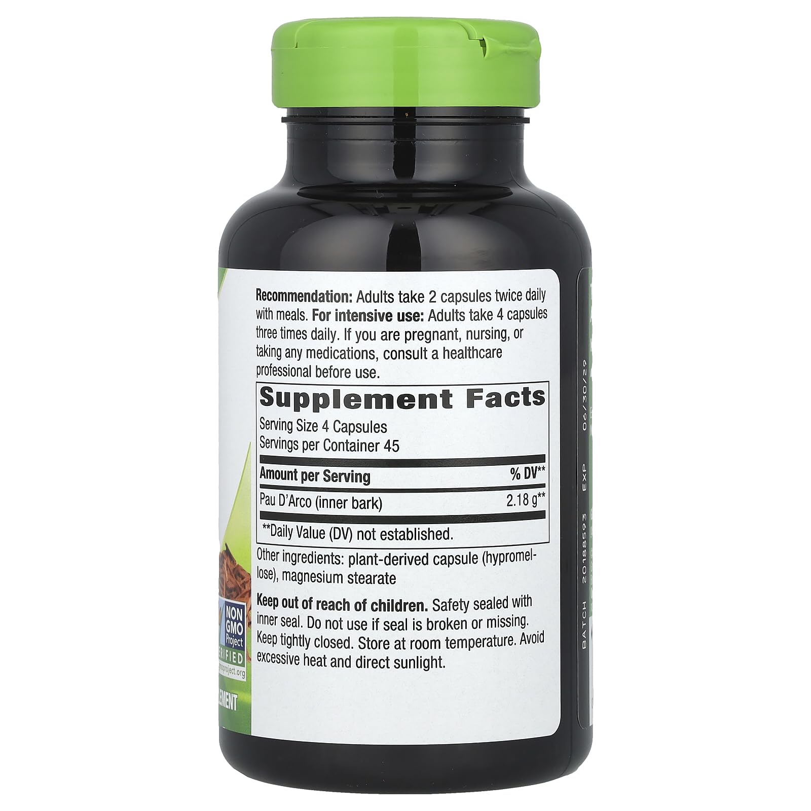 Nature's Way Pau D'Arco Inner Bark 545 mg - 180 Capsules