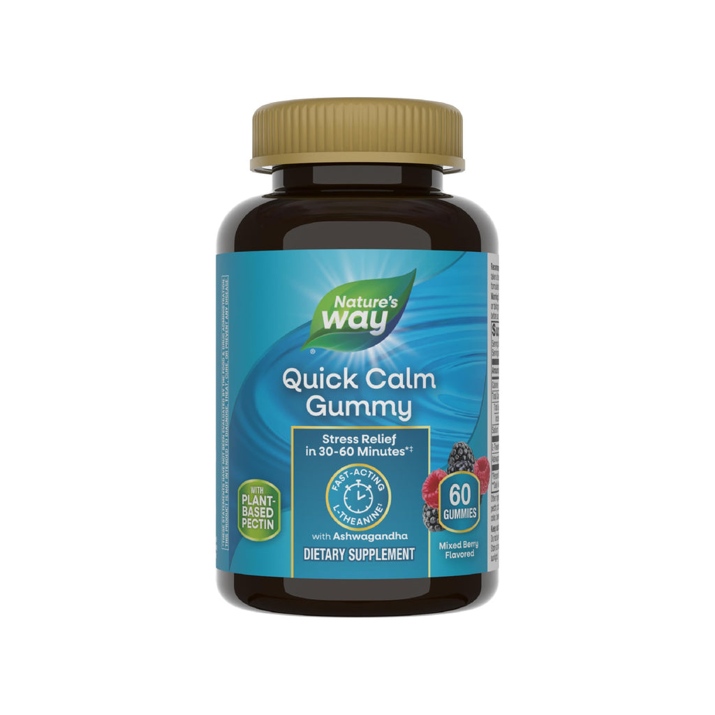 Nature’s Way Quick Calm Gummies – L-Theanine & Ashwagandha, 60 Veggie Gummies