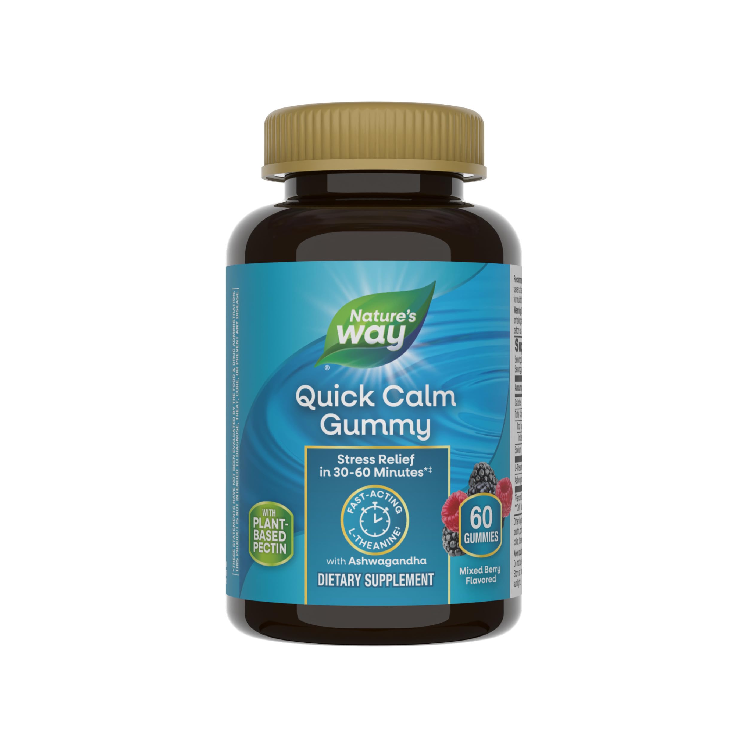 Nature’s Way Quick Calm Gummies – L-Theanine & Ashwagandha, 60 Veggie Gummies