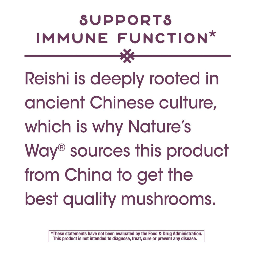 Nature's Way Reishi Mushroom - Immune Support, Adaptogenic, Non-GMO Project Verified, 100 Capsules