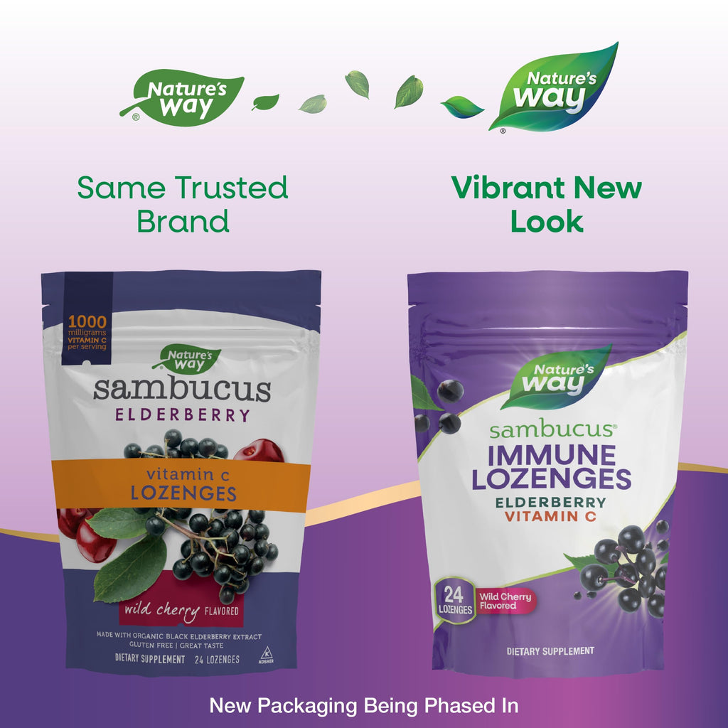 Nature’s Way Sambucus Immune Lozenges – High Potency Vitamin C + Elderberry