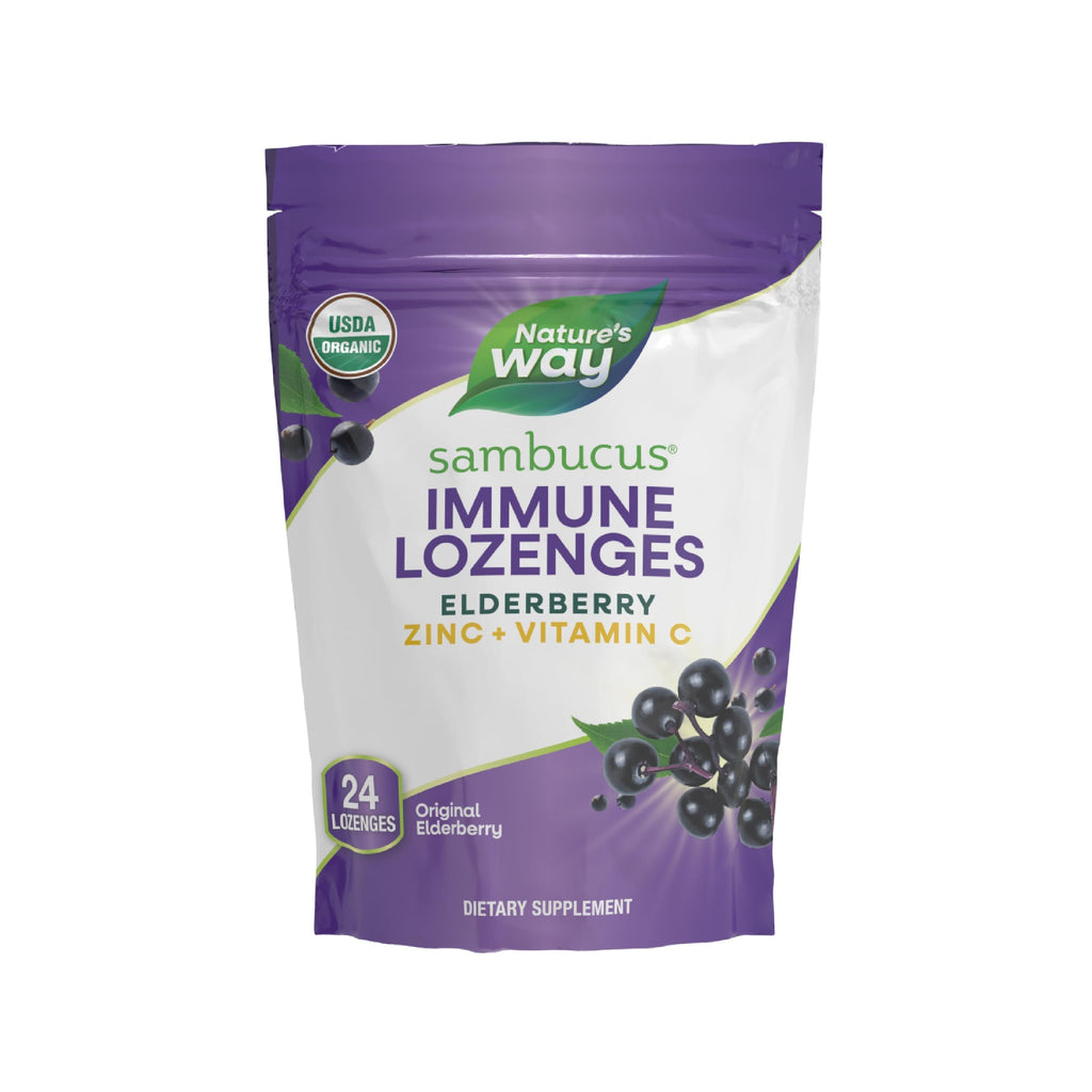 Nature's Way Sambucus Immune Lozenges – On-the-Go Immunity, Zinc & Vitamin C | Vegan & Gluten-Free | 24 Count