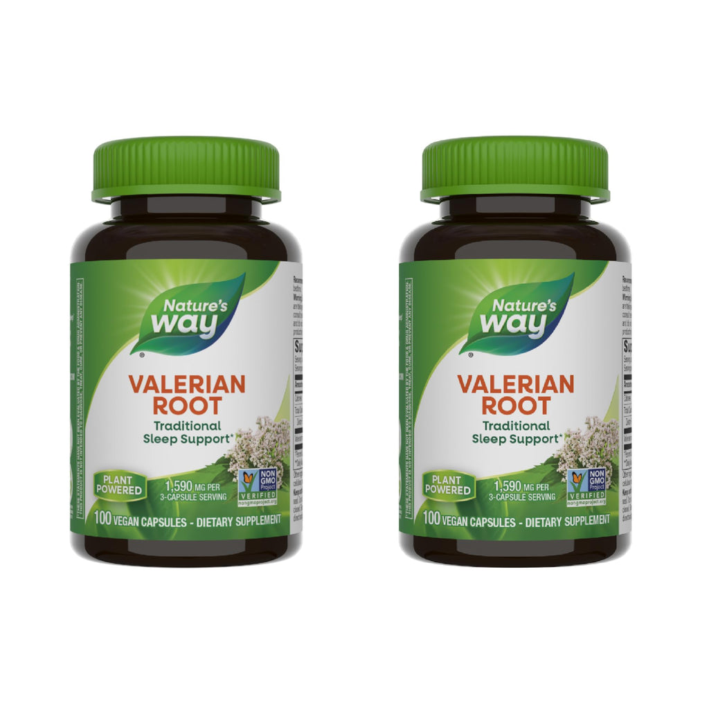 Nature's Way Valerian Root – Traditional Sleep Support*, 100 Capsules, Non-GMO, Gluten Free, Vegan – 2 Pack (Packaging May Vary)