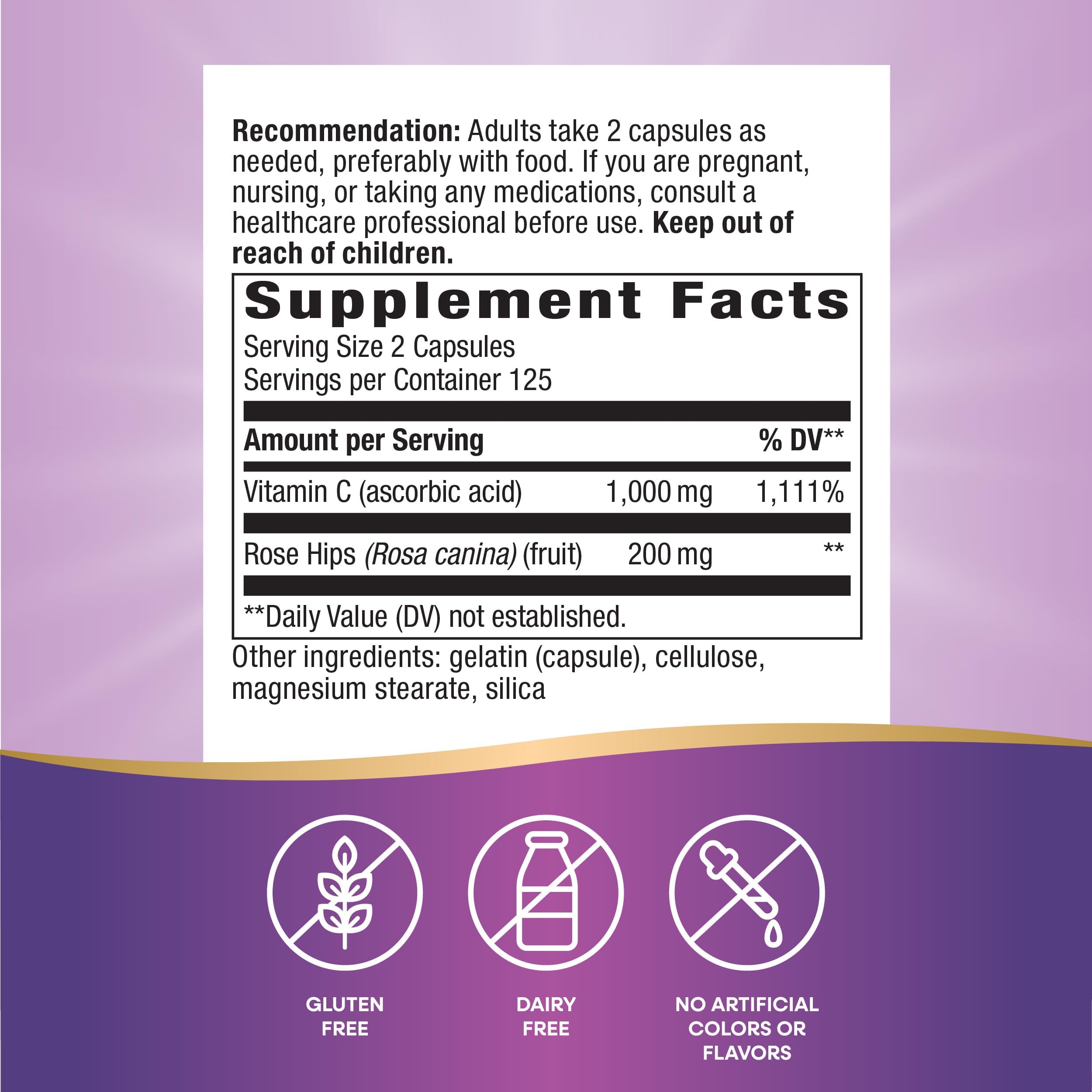 Nature's Way Vitamin C with Rose Hips | Immune Support | Gluten Free