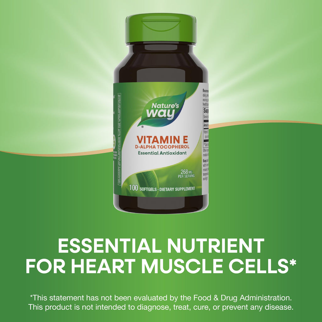 Nature's Way Vitamin E D-Alpha Tocopherol 268 mg – 2 Pack, Gluten-Free, Antioxidant Support (Packaging May Vary)