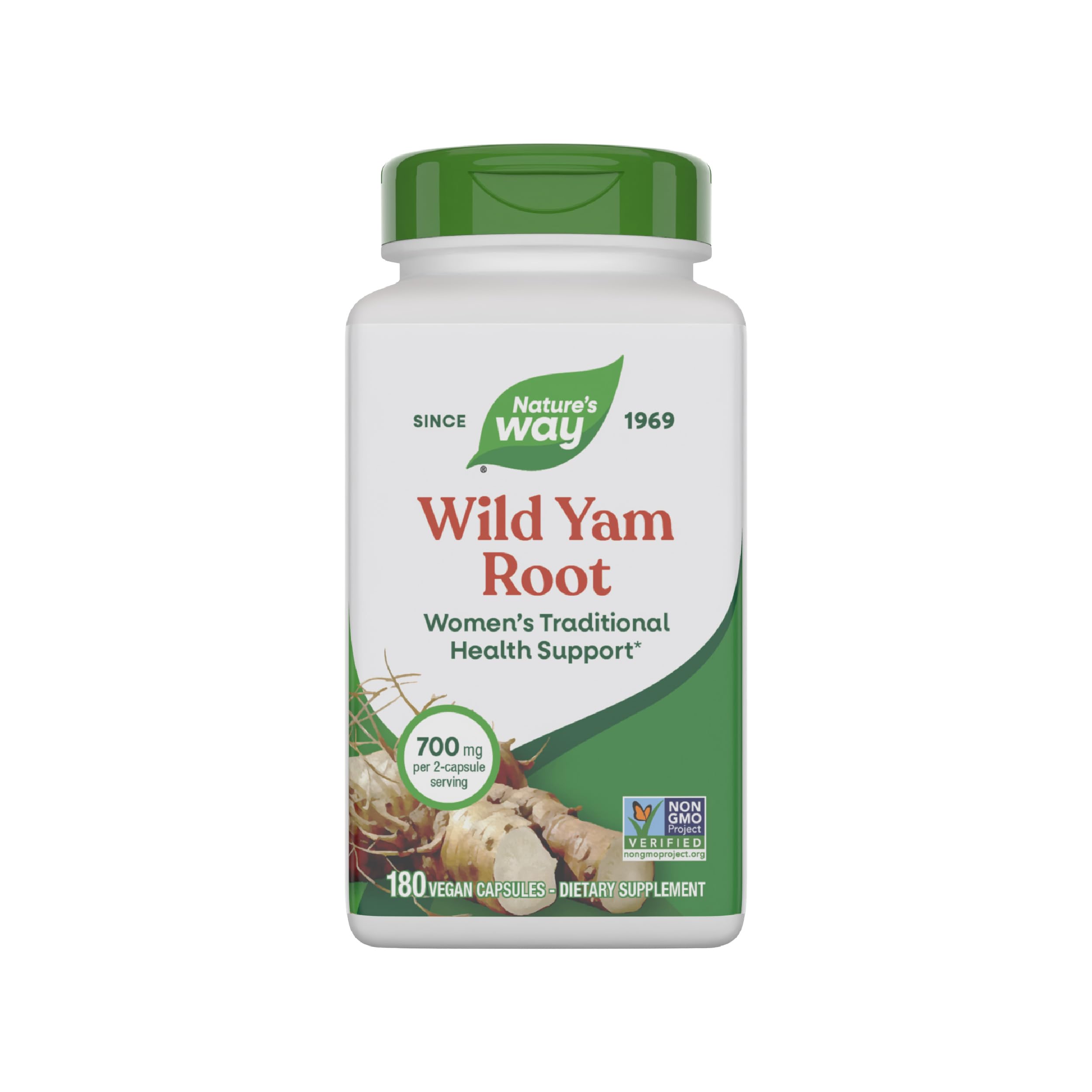 Nature's Way Wild Yam Root – Women's Health Support, 700 mg per 2-Capsule Serving, 180 Vegan Capsules