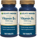Nature's Wonder Vitamin B12 1000 mcg Timed-Release Tablets – Energy Metabolism, Brain & Nervous System Health, 150 Day Supply (Pack of 2)