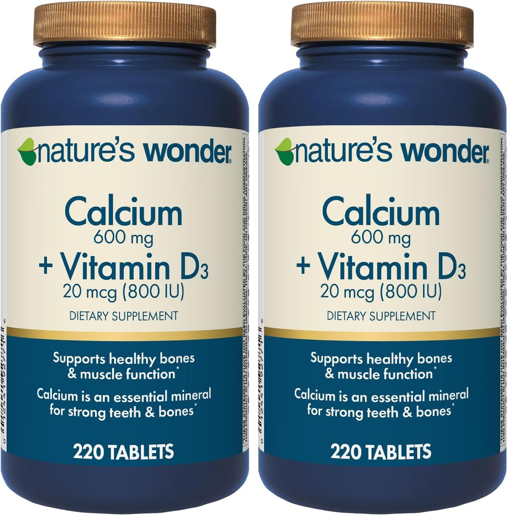 Nature's Wonder Calcium 600 mg + Vitamin D3 20 mcg | 220 Tablets (Pack of 2)