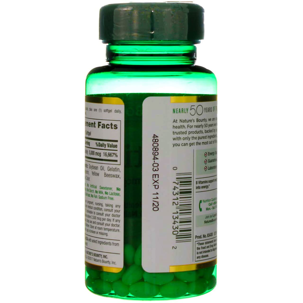 Nature's Bounty Super Potency Biotin 5000mcg - 144 Softgels (Pack of 2)