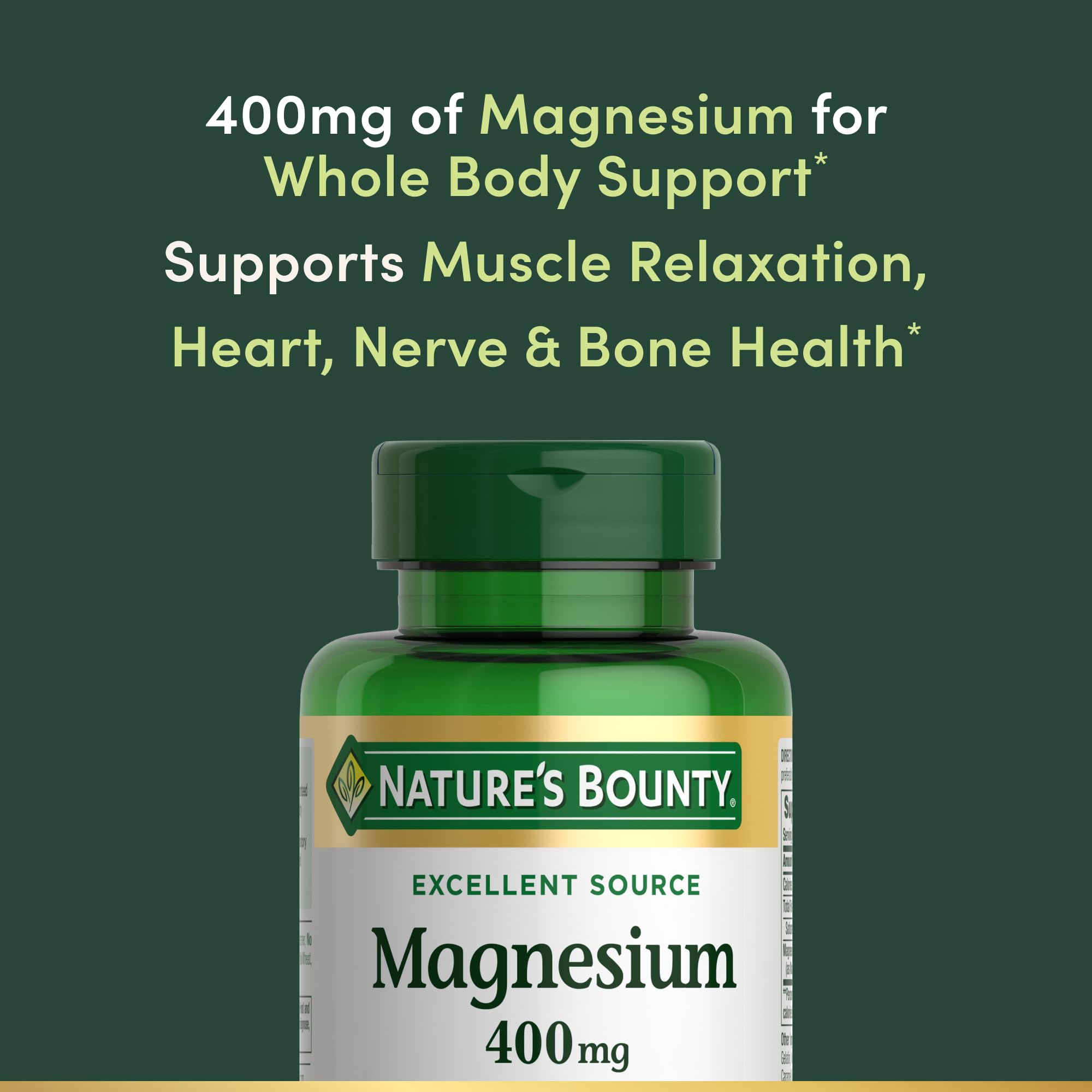 Nature's Bounty Magnesium 400 mg Softgel - Whole Body Support (75 softgels)