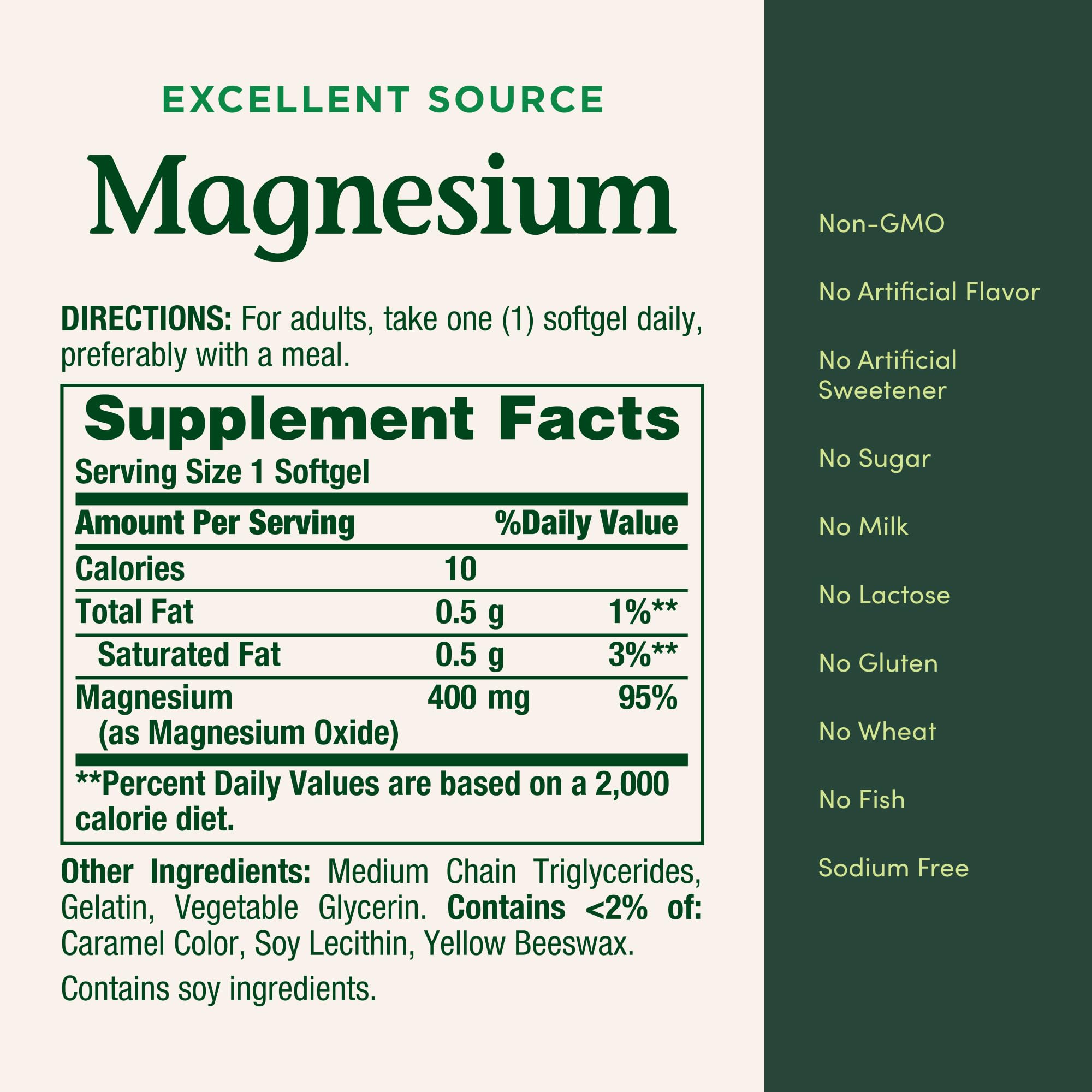 Nature's Bounty Magnesium 400 mg Softgel - Whole Body Support (75 softgels)