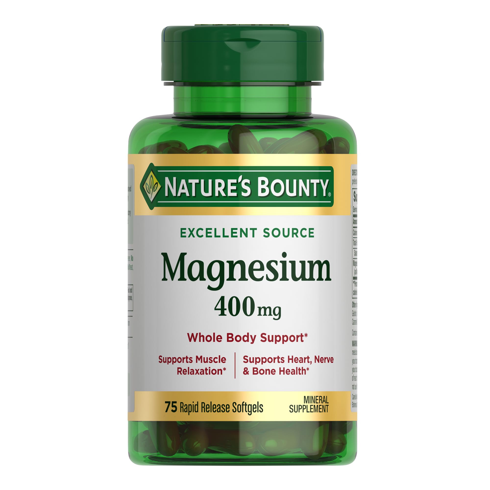 Nature's Bounty Magnesium 400 mg Softgel - Whole Body Support (75 softgels)