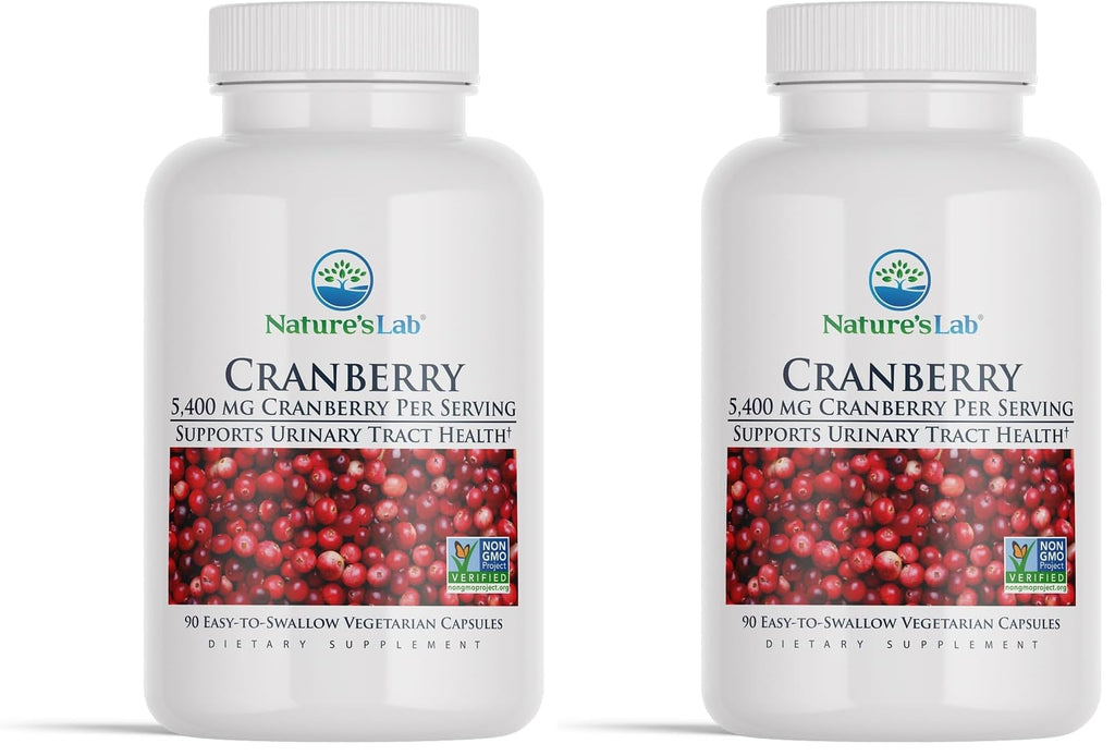 Nature's Lab Cranberry 5400mg – UTI Support | Non-GMO, Vegan, Gluten Free | 90 Capsules (3-Month) Pack of 2