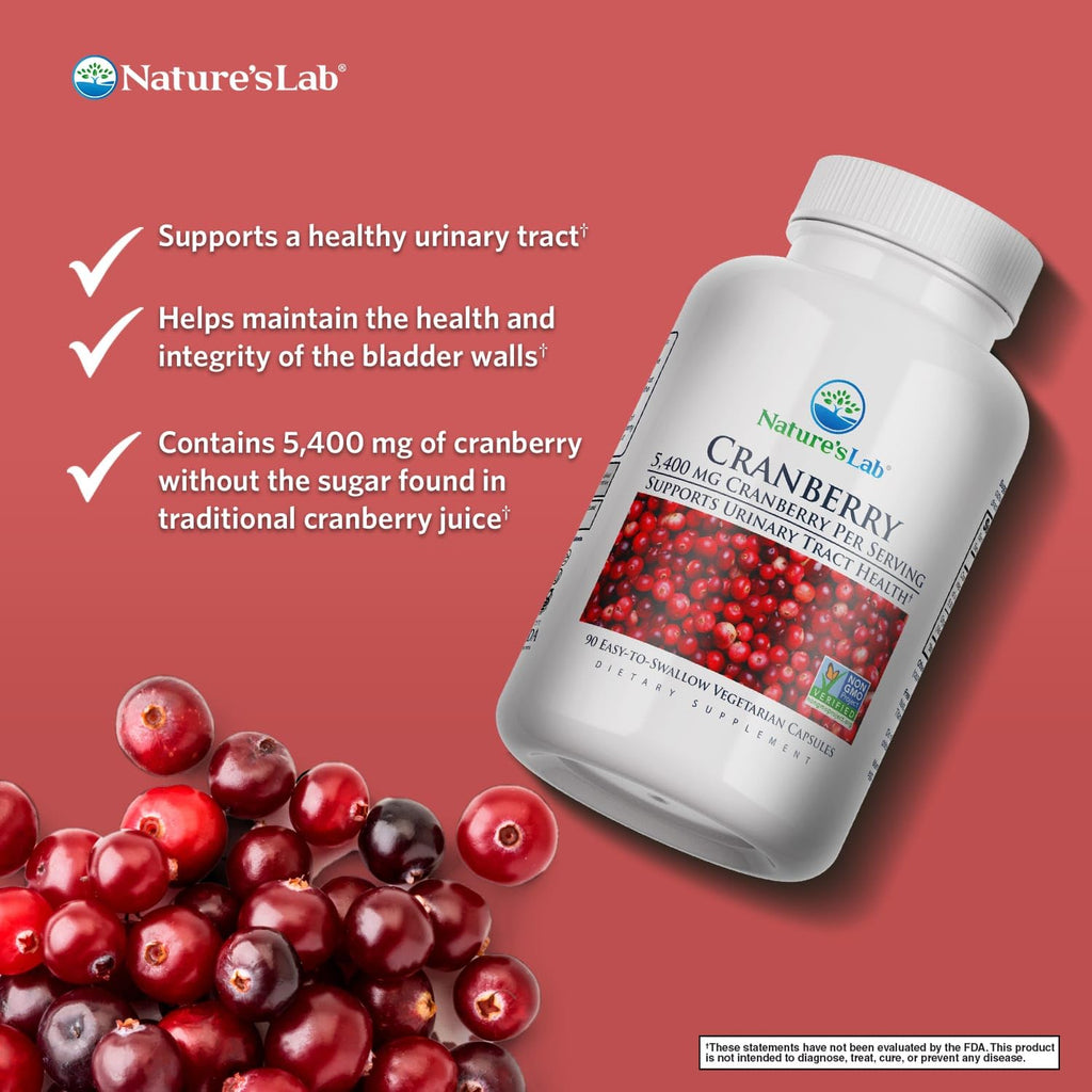 Nature's Lab Cranberry 5400mg – UTI Support | Non-GMO, Vegan, Gluten Free | 90 Capsules (3-Month) Pack of 2